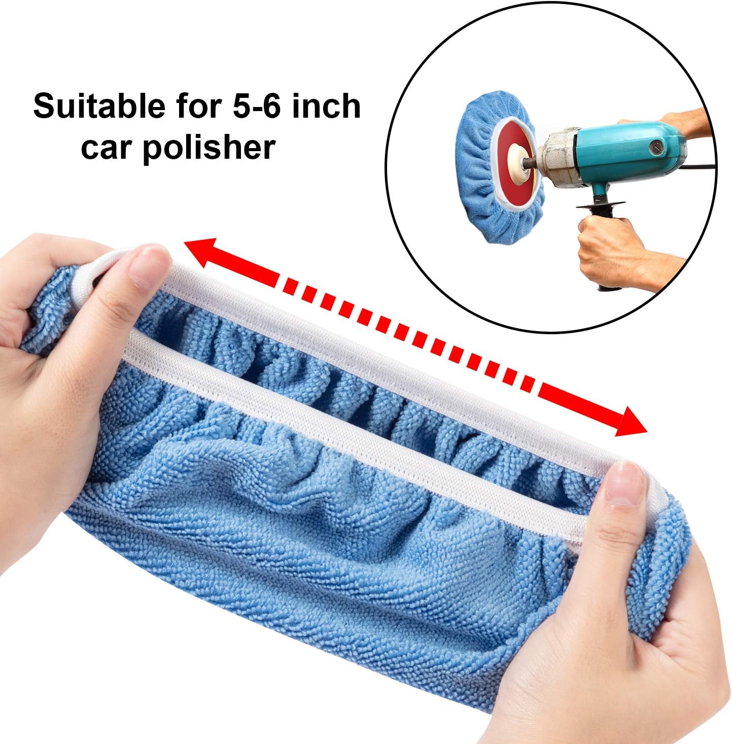 20 Pieces Car Orbital Buffer Polisher Pad Bonnet Microfiber Max Bonnet Polishing Buffing Pad Cover(5-6 Inches) - Image 3