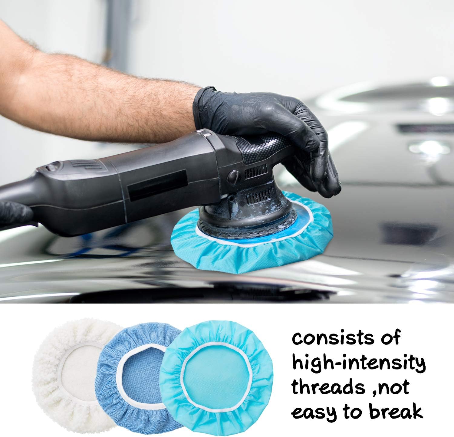 20 Pieces Car Orbital Buffer Polisher Pad Bonnet Microfiber Max Bonnet Polishing Buffing Pad Cover(5-6 Inches) - Image 5
