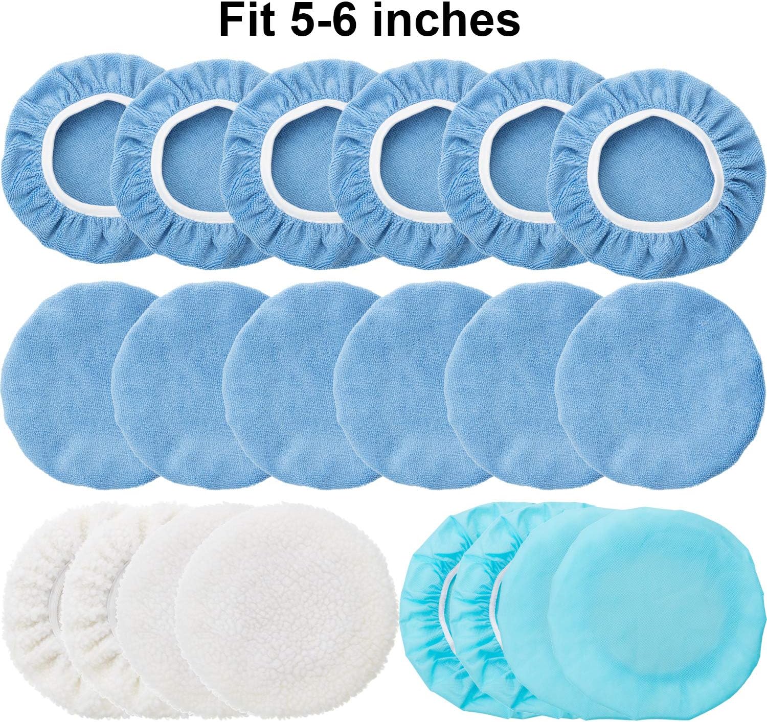 20 Pieces Car Orbital Buffer Polisher Pad Bonnet Microfiber Max Bonnet Polishing Buffing Pad Cover(5-6 Inches) - Image 6
