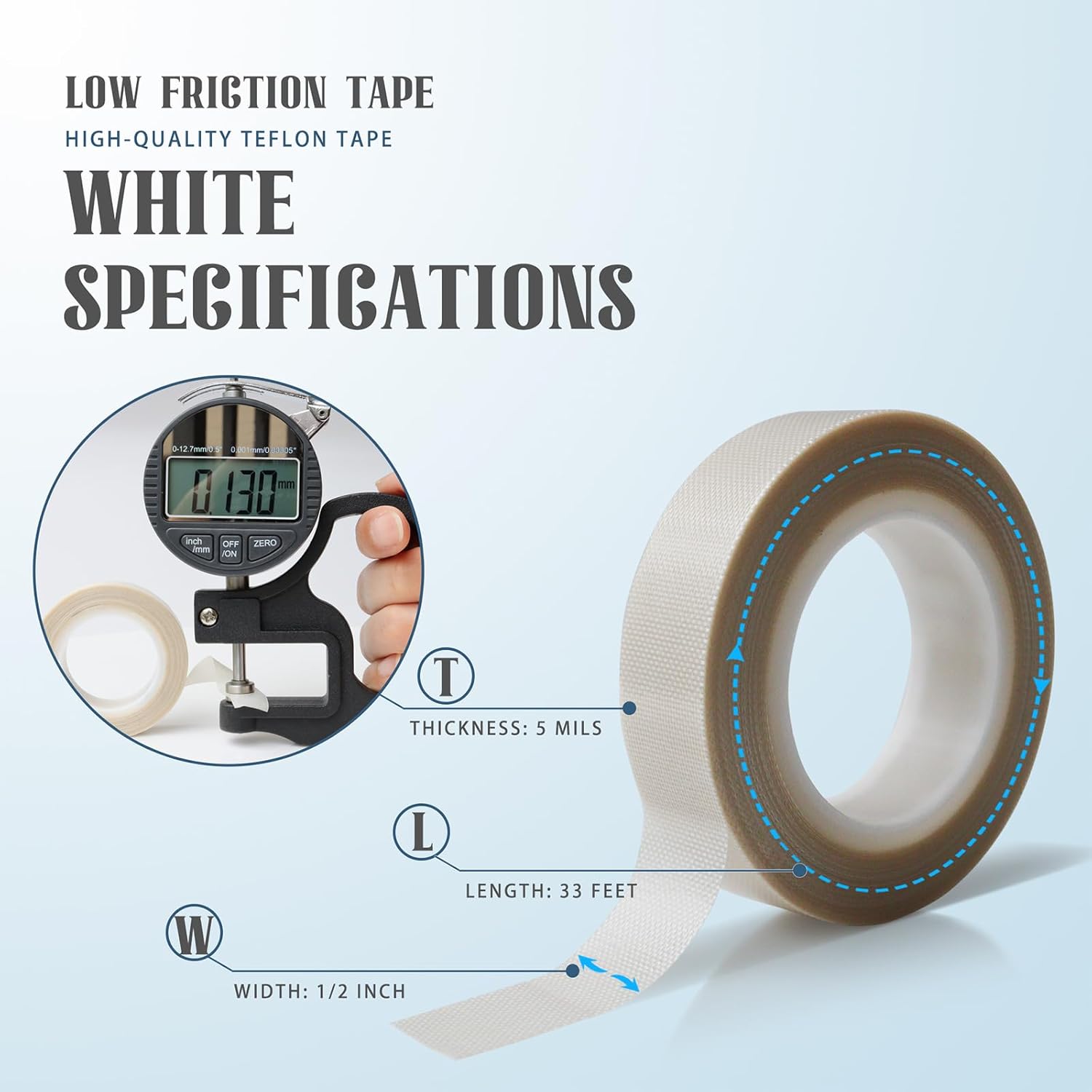 2 Rolls 1/2 Inch x 33 Feet Low Friction Drawer Slide Tape - Squeak Resistant, Abrasion Resistant Surface Protection Tape for Wood, Cabinet, Curtain, Furniture, White - Image 2