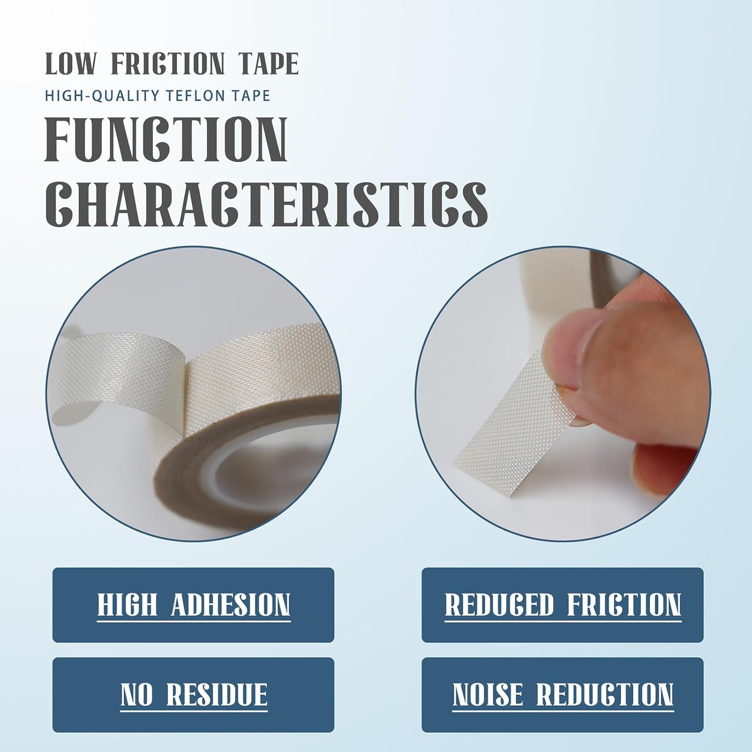 2 Rolls 1/2 Inch x 33 Feet Low Friction Drawer Slide Tape - Squeak Resistant, Abrasion Resistant Surface Protection Tape for Wood, Cabinet, Curtain, Furniture, White - Image 4
