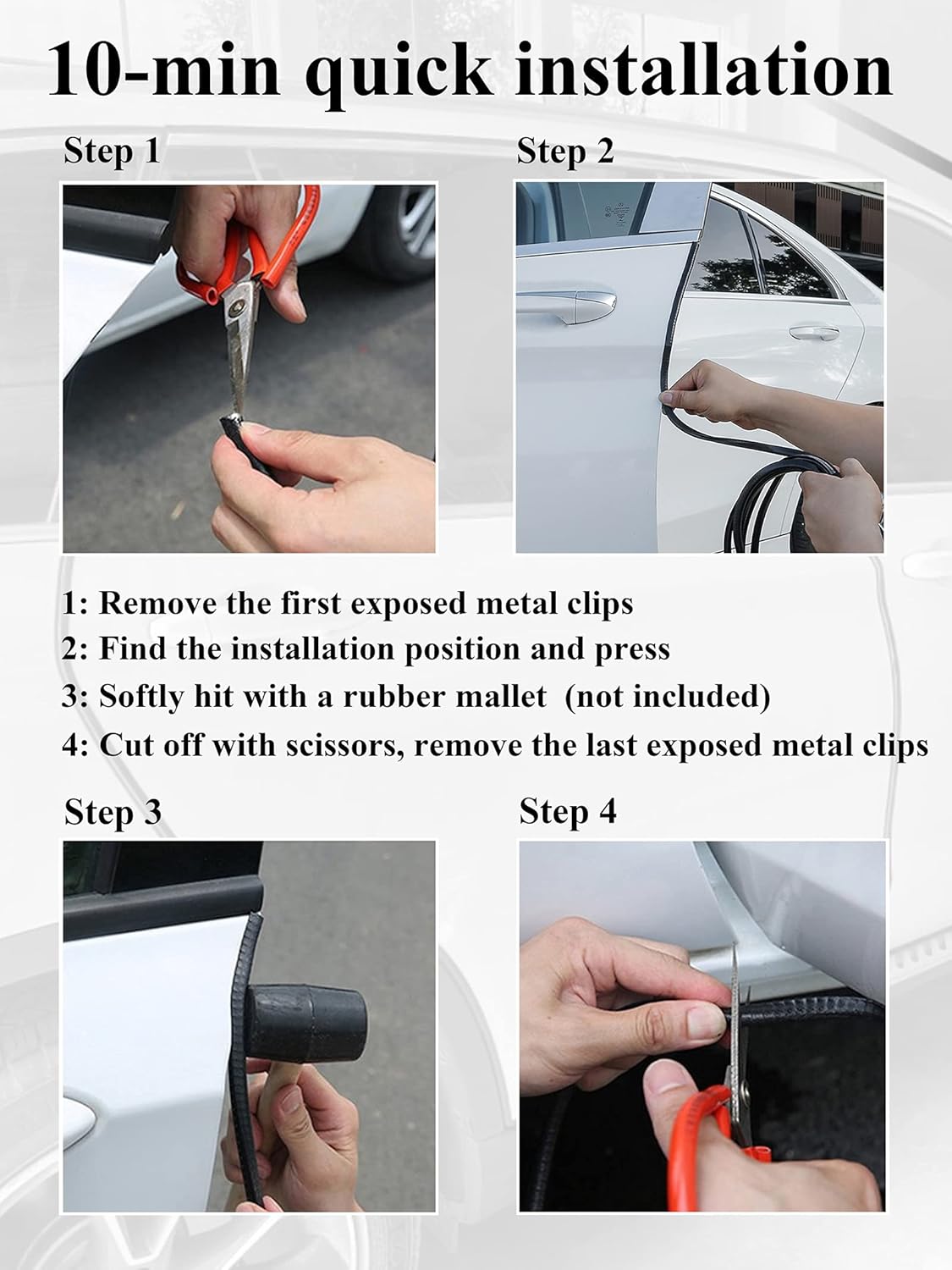 32Ft(10M) Door Edge Guard Black Car Guards Protector for Cars Rubber Auto Trim U Shape Build in Metal Sheet No Need Adhesive Easy to Cut Most - Image 4