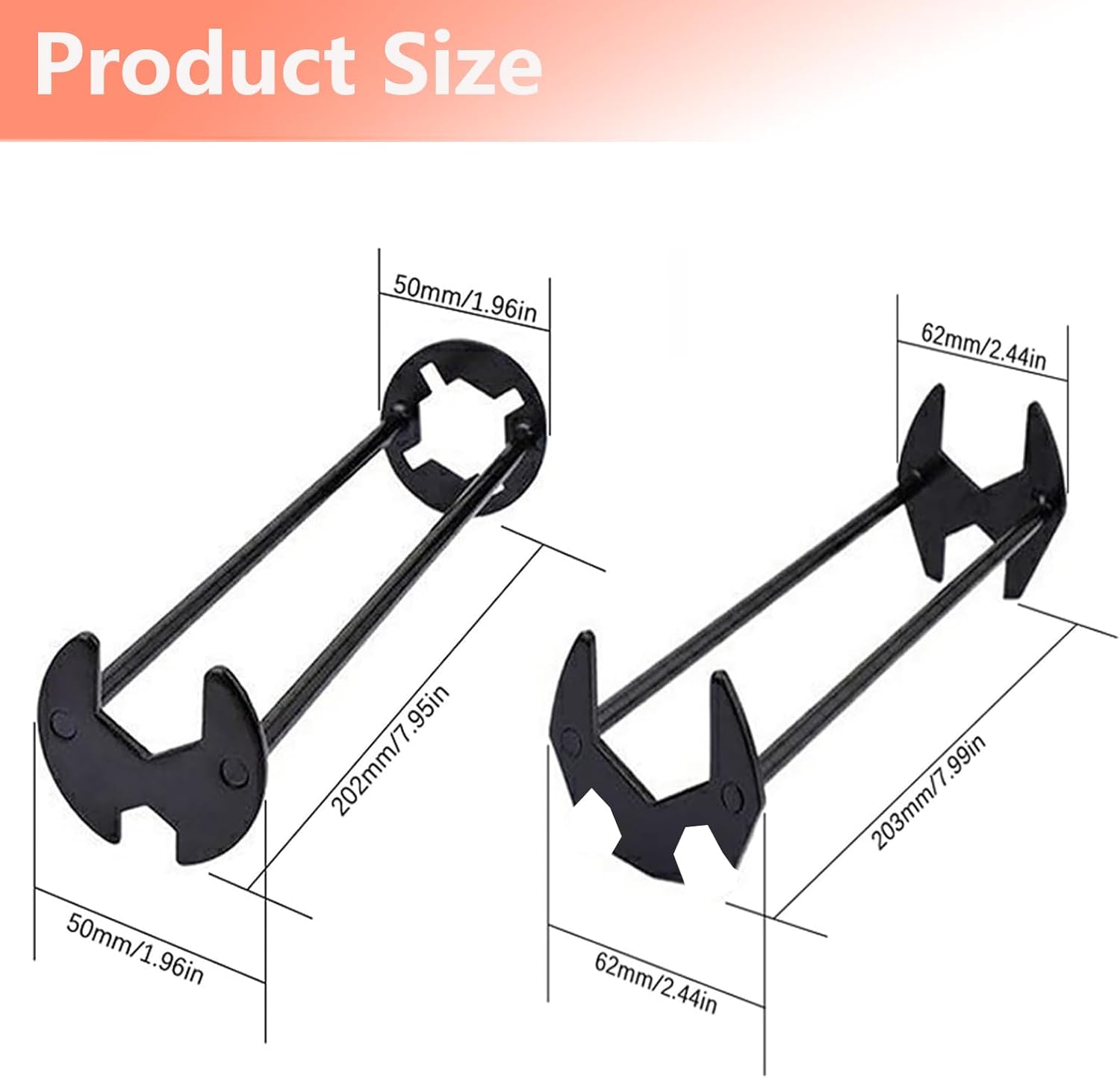 2 Pcs Four-jaw Hex Wrench, Basin Wrench Set,Tight Spaces Maintenance Installation Removal Faucet Tools, for Kitchen Bathroom Screws & Threads, Incompatible for Moen, , MasterFlow, Non-generic - Image 6
