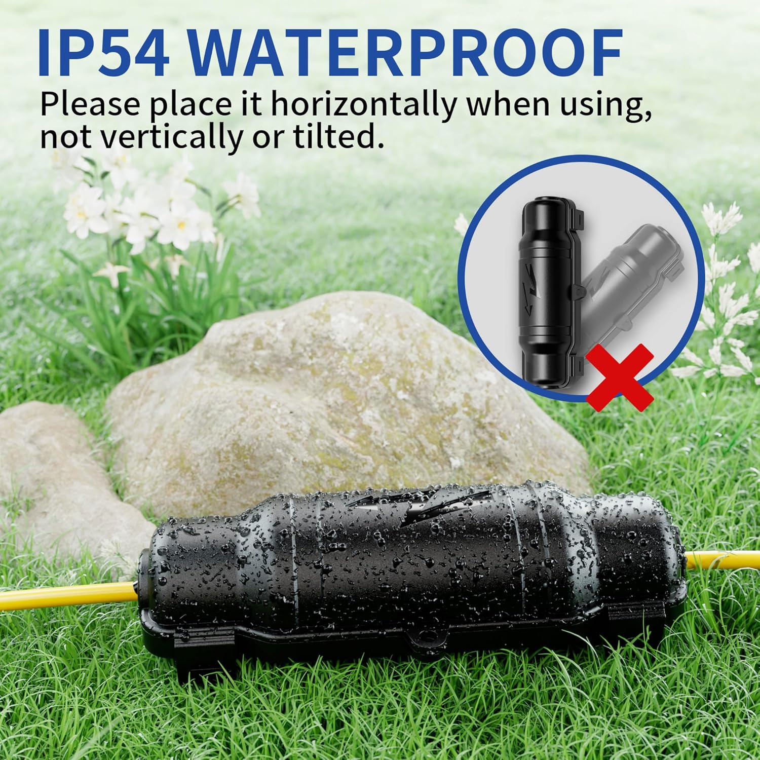 Outdoor Extension Cord Safety Cover with Waterproof Seal IP54 Water-Resistant, Weatherproof Electrical Connection Box with 2 Latches, Plug, Socket, Holiday Decoration Light, Black - Image 5