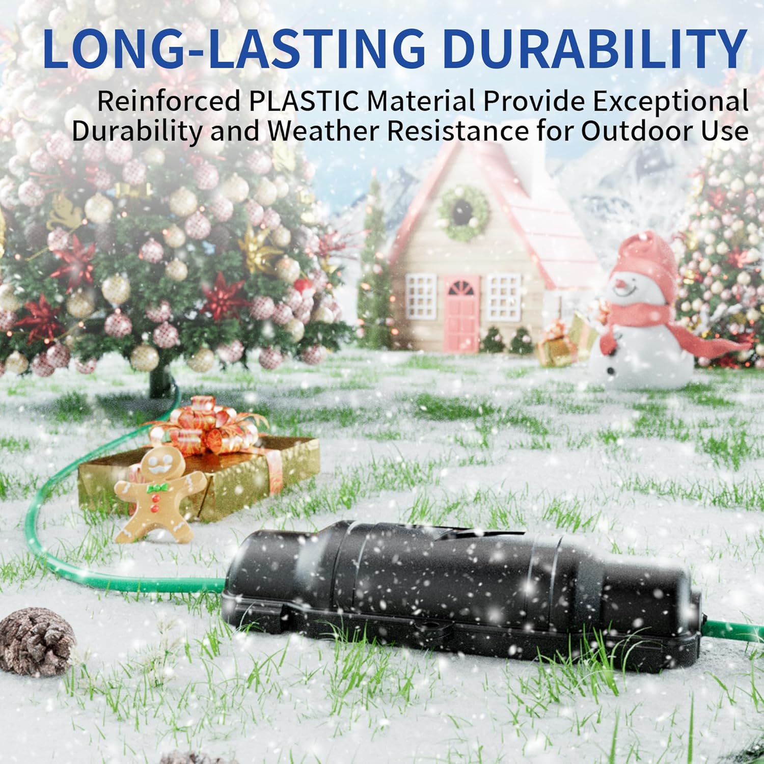 Outdoor Extension Cord Safety Cover with Waterproof Seal IP54 Water-Resistant, Weatherproof Electrical Connection Box with 2 Latches, Plug, Socket, Holiday Decoration Light, Black - Image 6