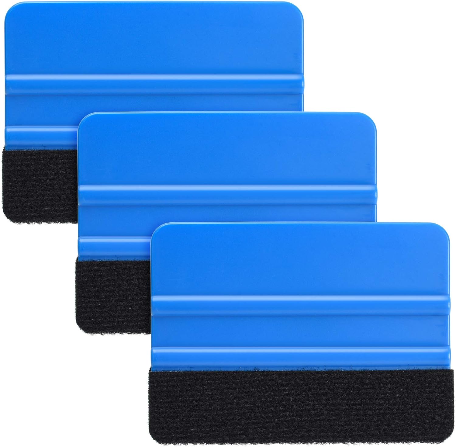 Durable Black Felt Edge Vinyl Squeegee Tool 4-Inch, Car Vinyl Film Wrapping Decal Window Tint Work, Professional Scratch Free Squeegee (Pack of 3) - Image 1