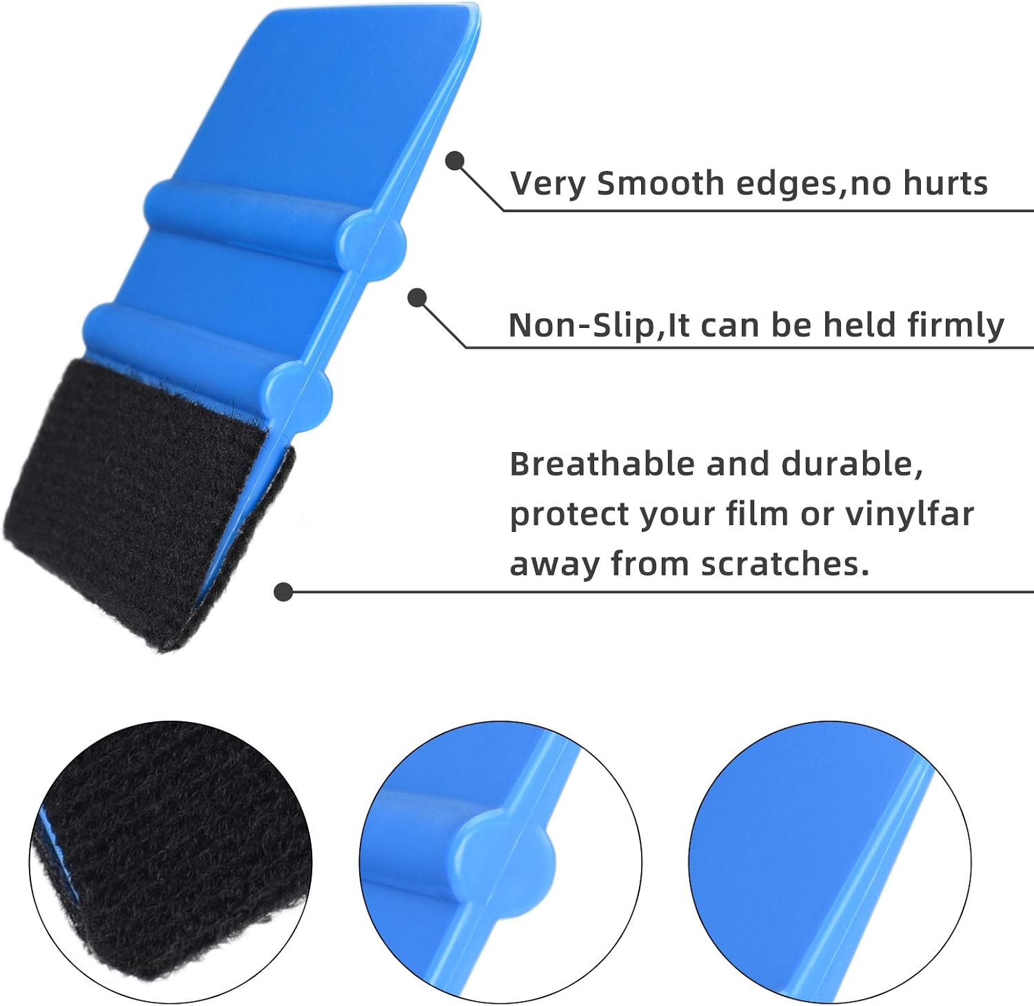 Durable Black Felt Edge Vinyl Squeegee Tool 4-Inch, Car Vinyl Film Wrapping Decal Window Tint Work, Professional Scratch Free Squeegee (Pack of 3) - Image 3