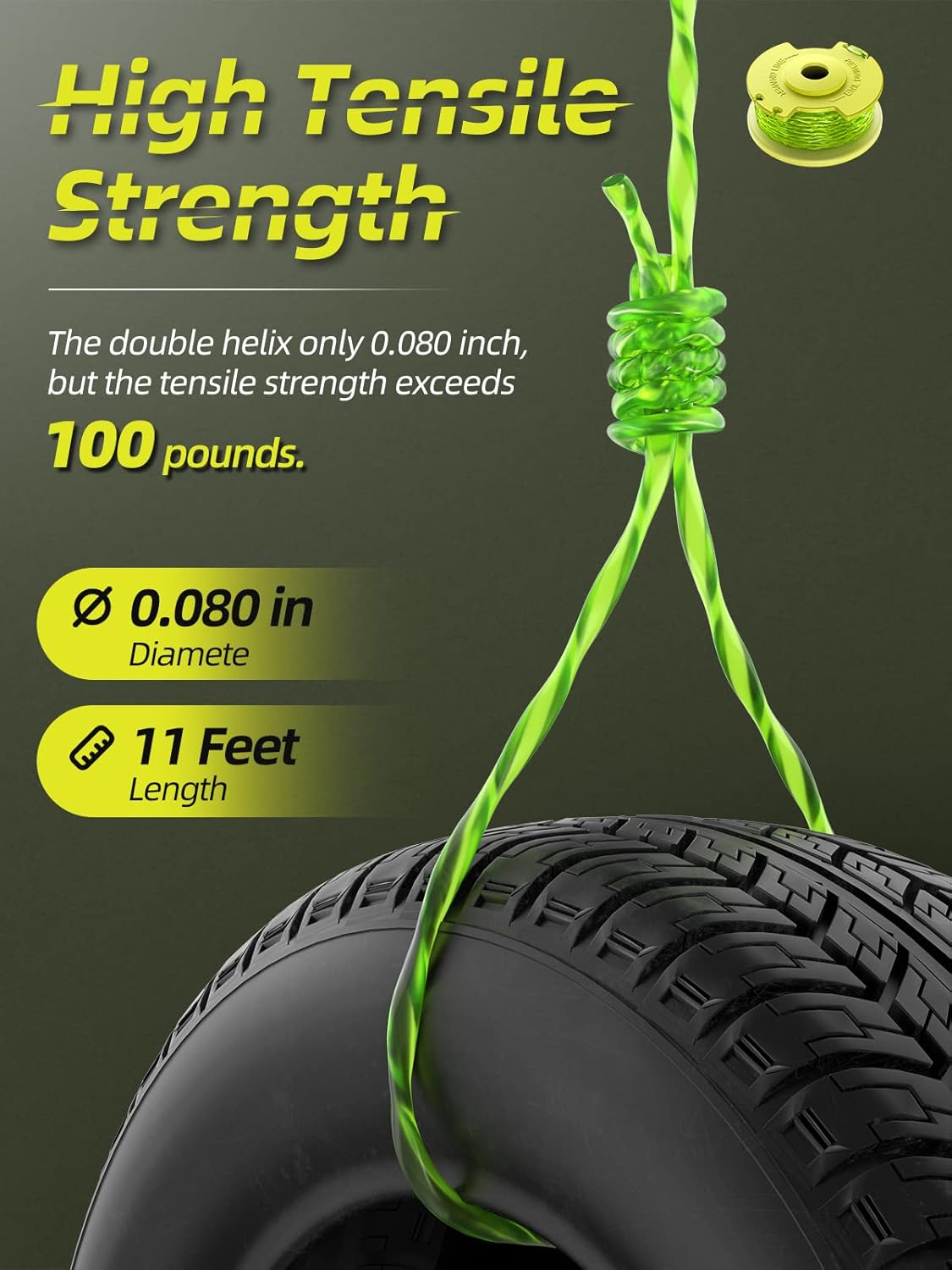 Trimmer String for Ryobi One Plus+ AC80RL3,11 FT/0.080-Inch，Spool Replacement Compatible with Ryobi 18v, 24v, and 40v Cordless Trimmers (9 Pack Trimmer Line & 2 Pack Trimmer Cap) - Image 4