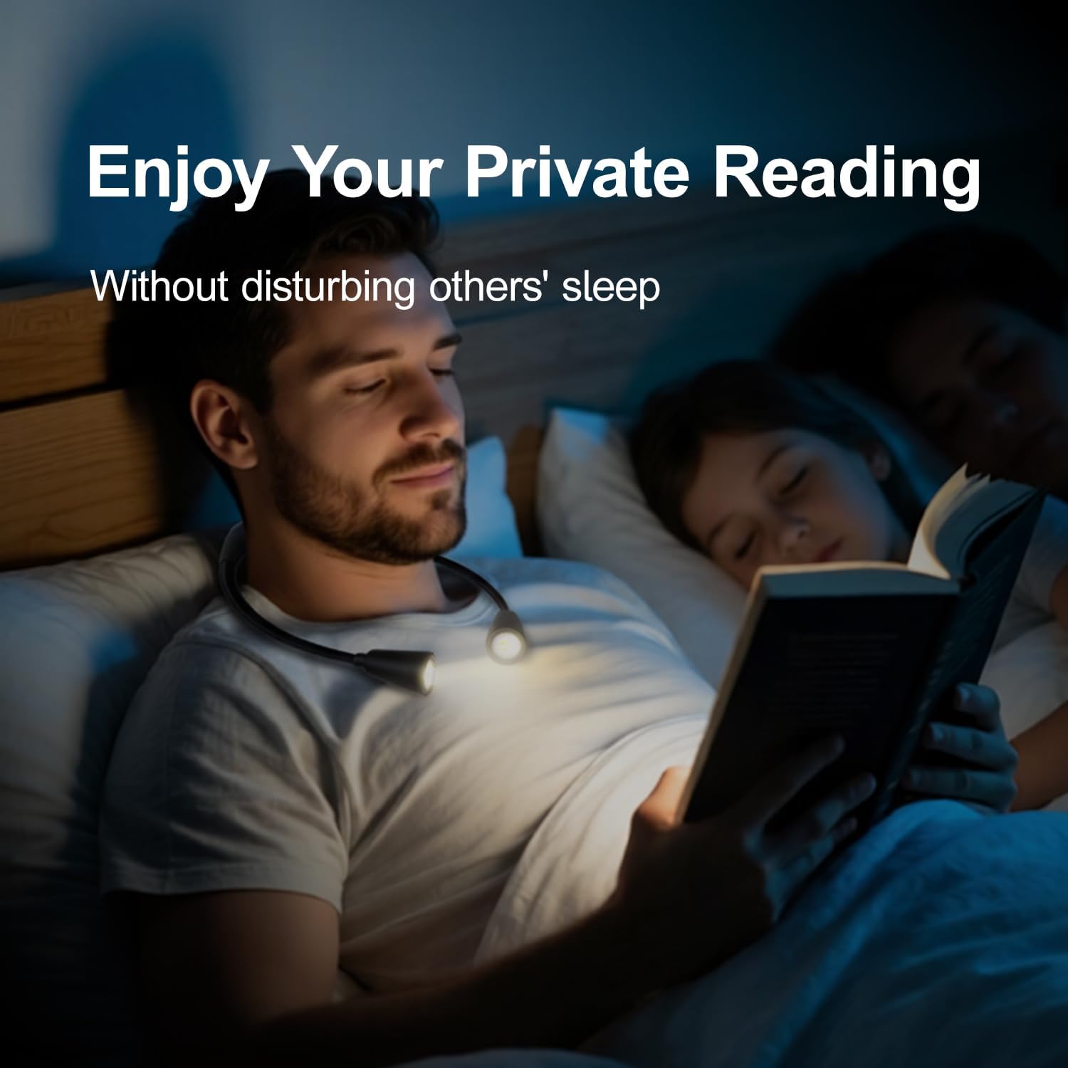 LED Rechargeable Neck Reading Light， Suitable for Reading Books with 3 Color Temperatures, 90 Hour Long-Lasting Recharging Lamp, Ergonomic, Suitable for Reading, Weaving, and Repairing - Image 5