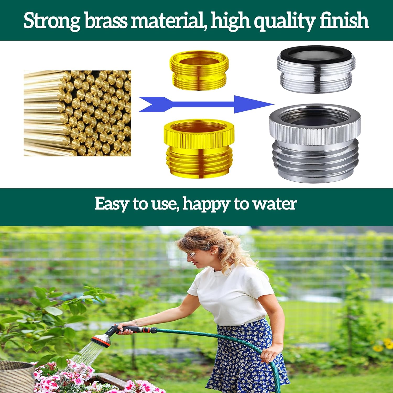 Faucet Adapter with Aerator, Sink Faucet to Garden Hose Adapter, Faucet Adapter to Garden Hose for Kitchen and Bathroom, hose attachment to sink，3/4