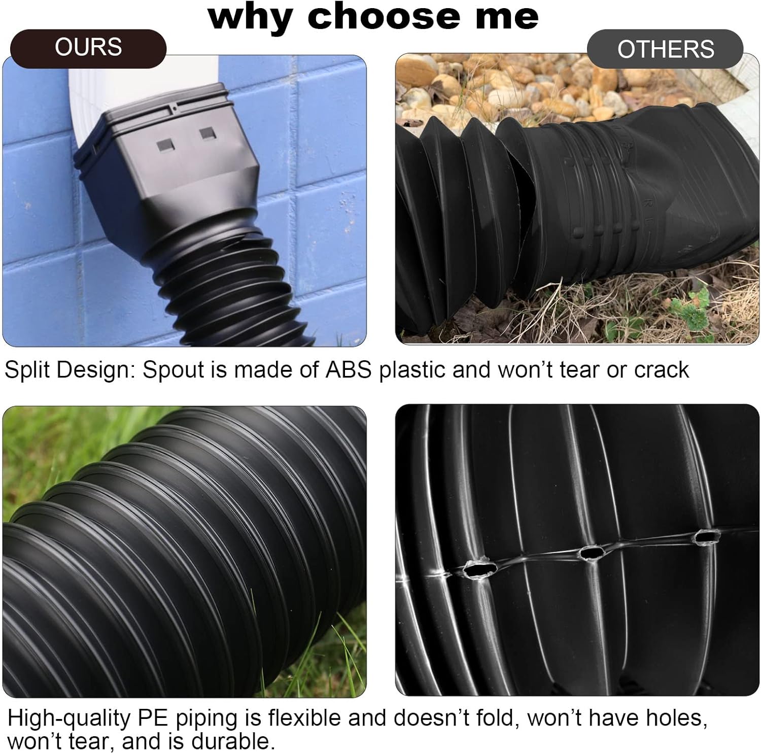11.5ft Long Gutter Downspout Extensions Flexible, 4