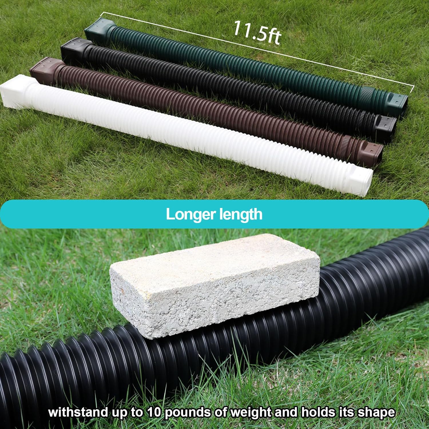 11.5ft Long Gutter Downspout Extensions Flexible, 4