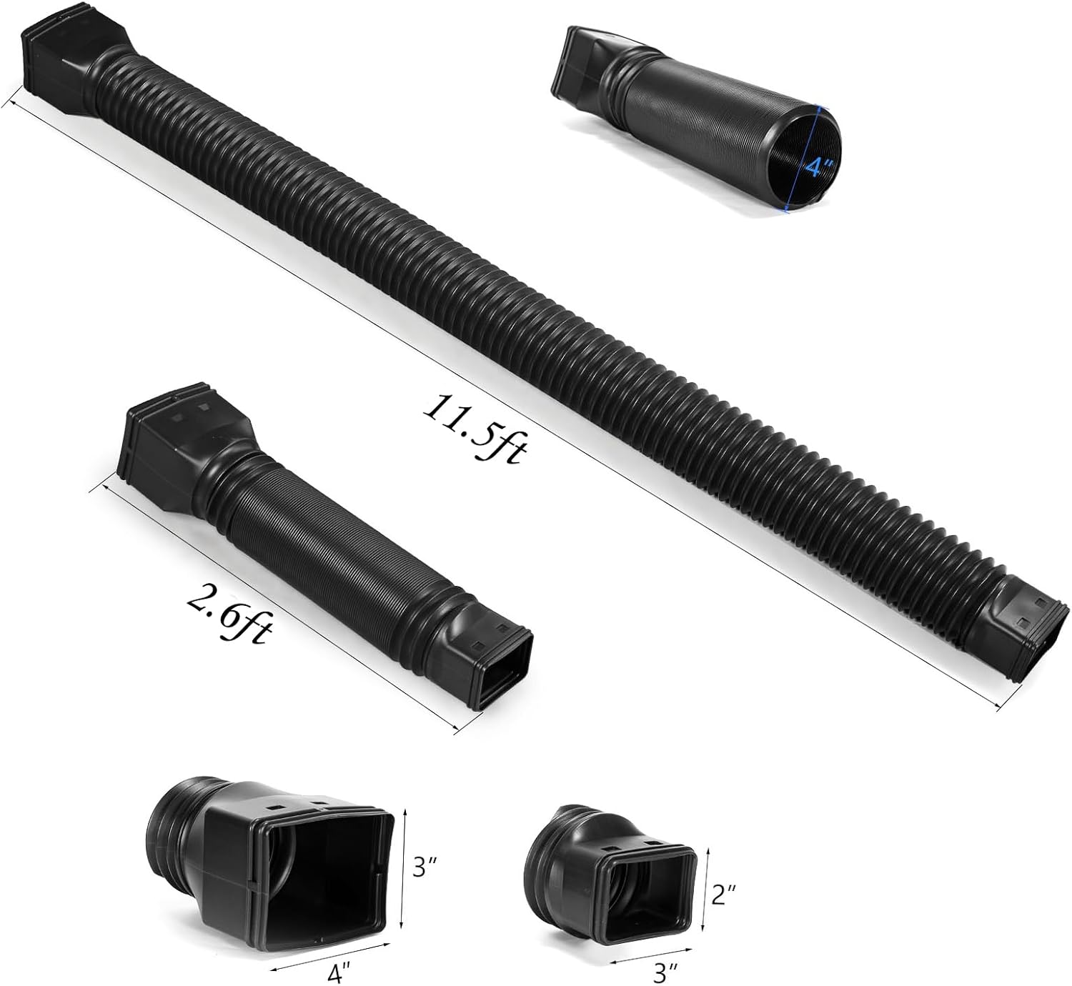 11.5ft Long Gutter Downspout Extensions Flexible, 4