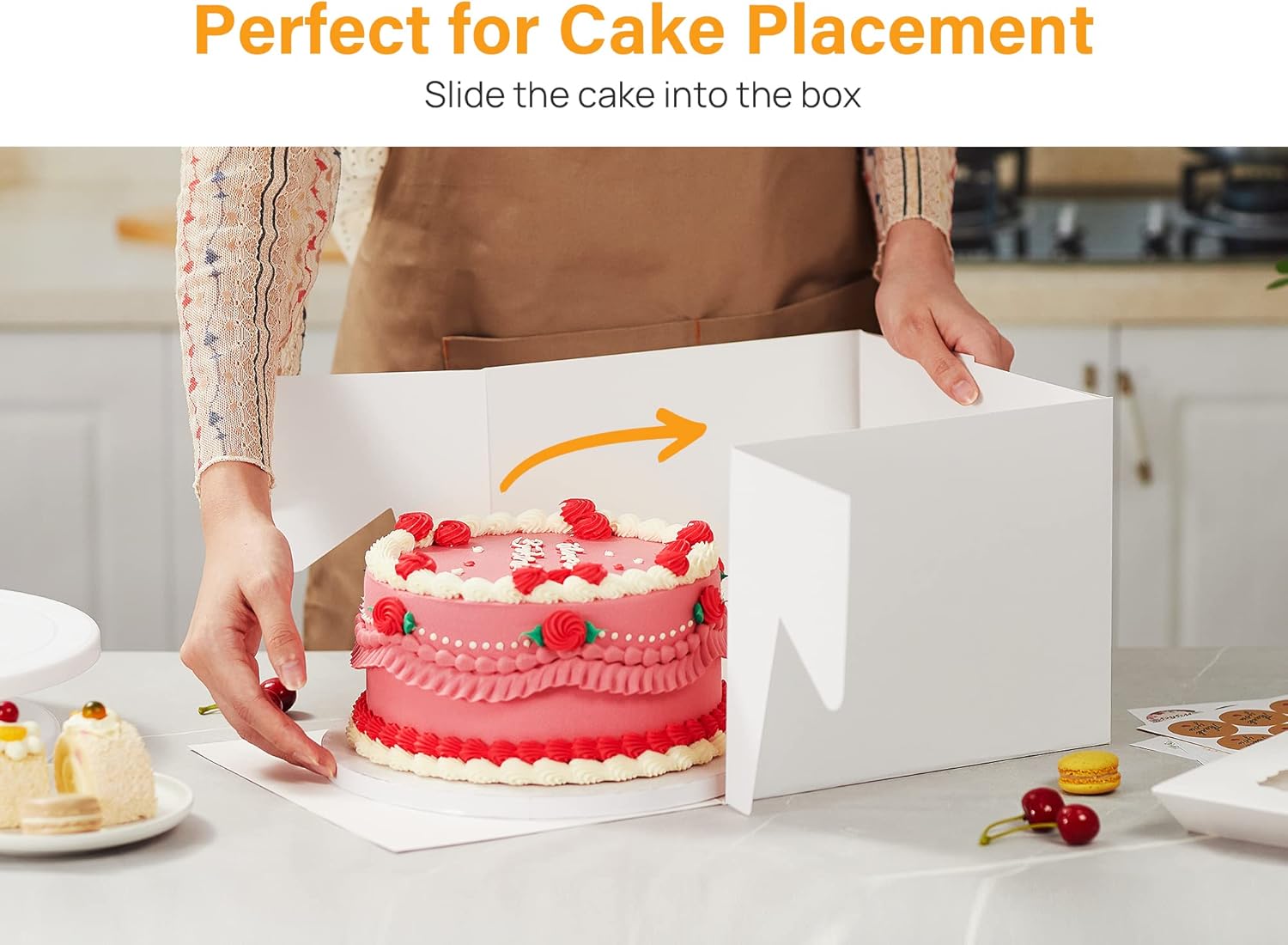 15pcs Cake Boxes, 10x10x8 Inches Tall Cake Box with Window, White Bakery Boxes, Large Baking Boxes, Square Cardboard Cake Box for Multi-Layer Cakes, Cake Decorating Supplies for Gift Giving - Image 4