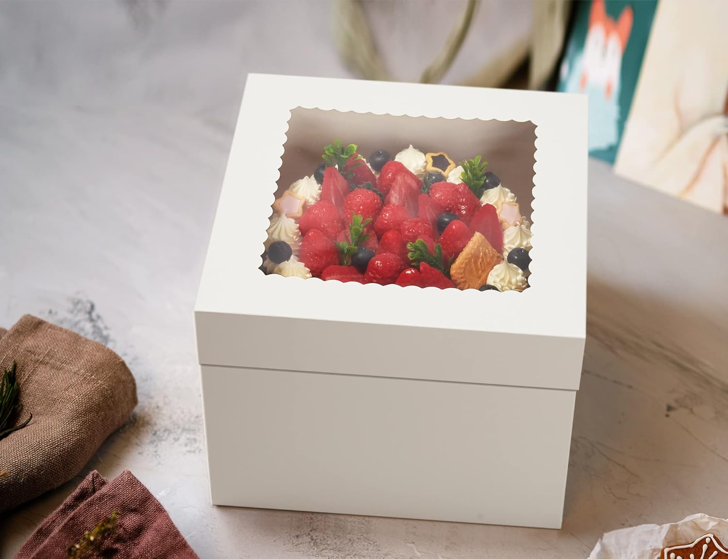 15pcs Cake Boxes, 10x10x8 Inches Tall Cake Box with Window, White Bakery Boxes, Large Baking Boxes, Square Cardboard Cake Box for Multi-Layer Cakes, Cake Decorating Supplies for Gift Giving - Image 7