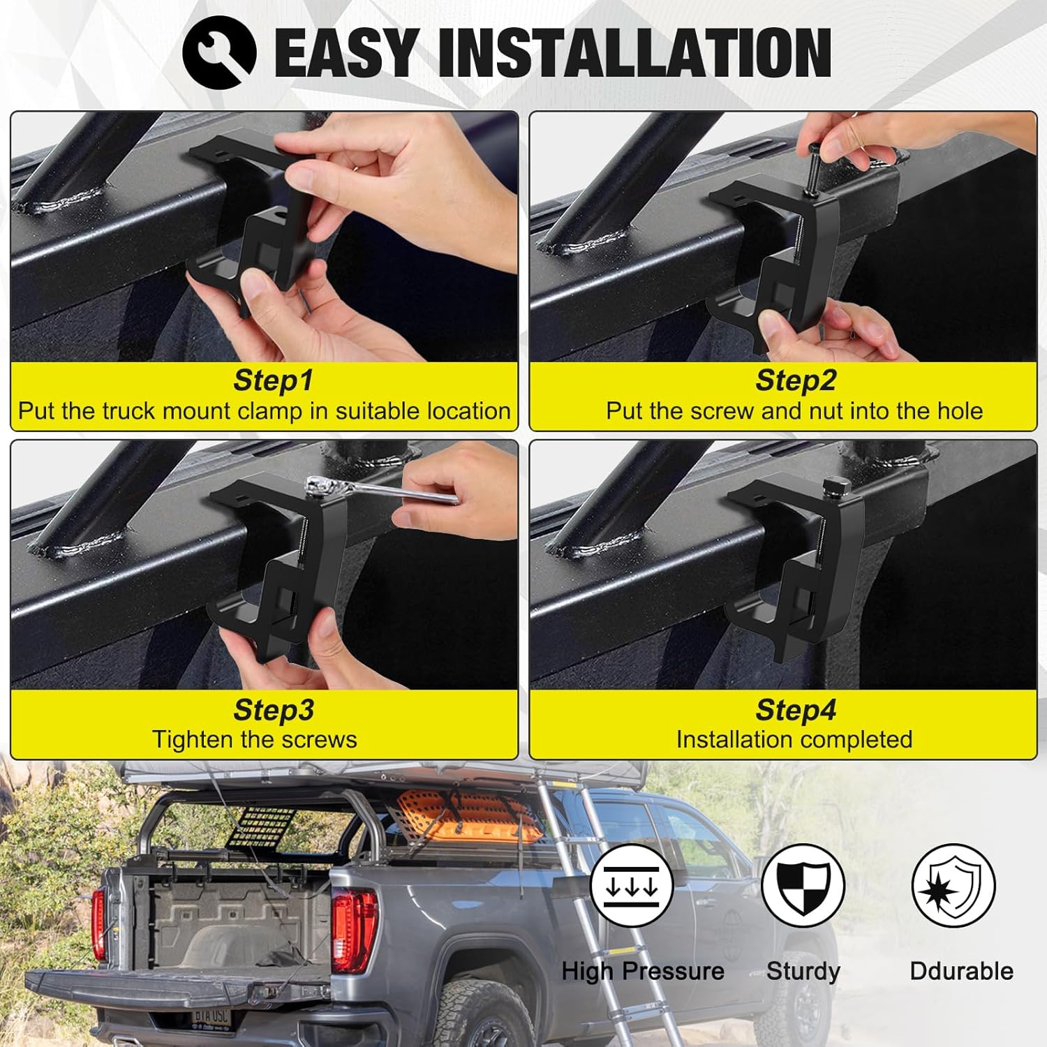 Upgraded ? ??? Camper Shell Clamps - Heavy Duty Truck Topper Clamps - More Secure Truck Cap Clamps for Dodge Dakota Ram 1500 2500 3500, F150 F250, Titan, Tundra - Image 7