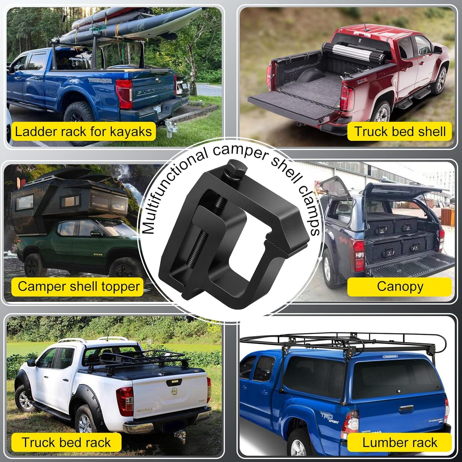 Upgraded ? ??? Camper Shell Clamps - Heavy Duty Truck Topper Clamps - More Secure Truck Cap Clamps for Dodge Dakota Ram 1500 2500 3500, F150 F250, Titan, Tundra - Image 8