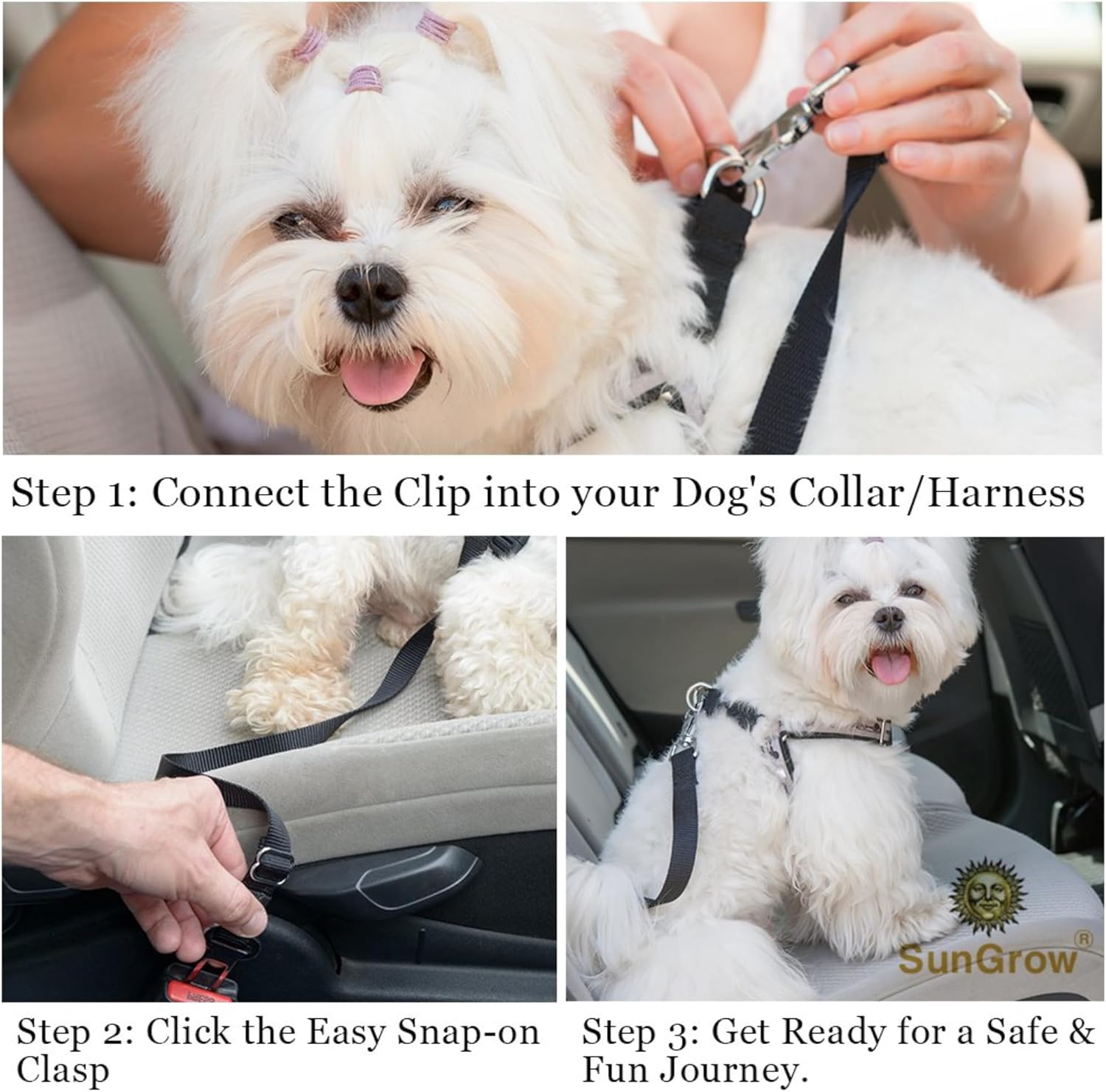 Dog Seat Belt for Car, Adjustable Nylon Pet Seatbelt, Supports All Cars, Dog Car Leash Seat Belt, Seatbelt for Dogs, Cats & Ferrets Travel Harness - Image 6