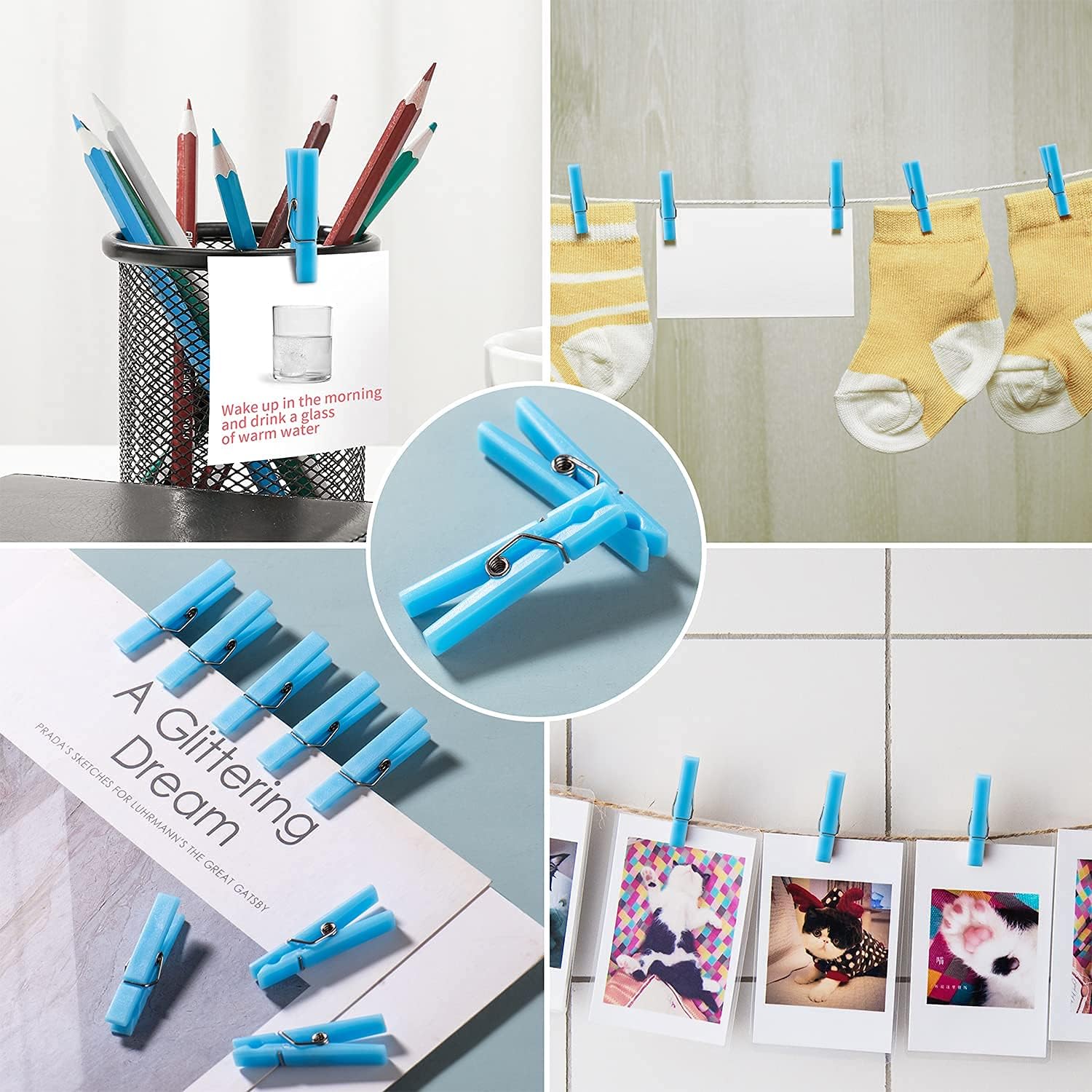 60PCS Baby Shower Clothespin Games Boy Plastic Mini Clothes Pins 1.4 inch for Party Decorations,DIY Crafts(Blue) - Image 5