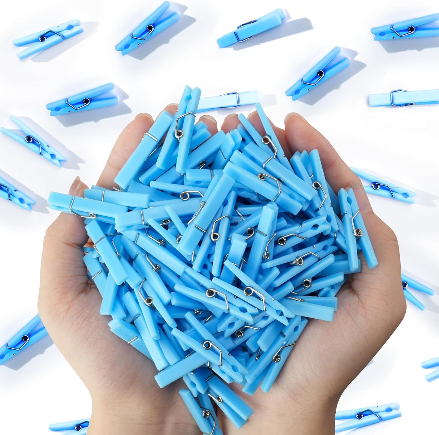 60PCS Baby Shower Clothespin Games Boy Plastic Mini Clothes Pins 1.4 inch for Party Decorations,DIY Crafts(Blue) - Image 8