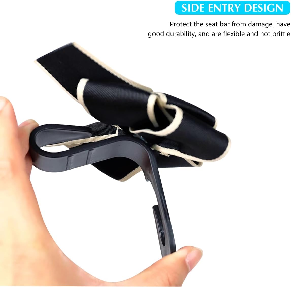 2PCS Car Seat Headrest Hooks, Cute Bow Vehicle Hooks for Purses and Bags, Automotive Purse Hook Hanger Interior Decoration Accessories, Universal for SUV, Sedan, Truck (Black Line) - Image 3