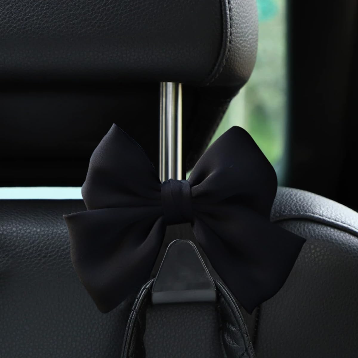2PCS Car Seat Headrest Hooks, Cute Bow Vehicle Hooks for Purses and Bags, Automotive Purse Hook Hanger Interior Decoration Accessories, Universal for SUV, Sedan, Truck (Black Line) - Image 5