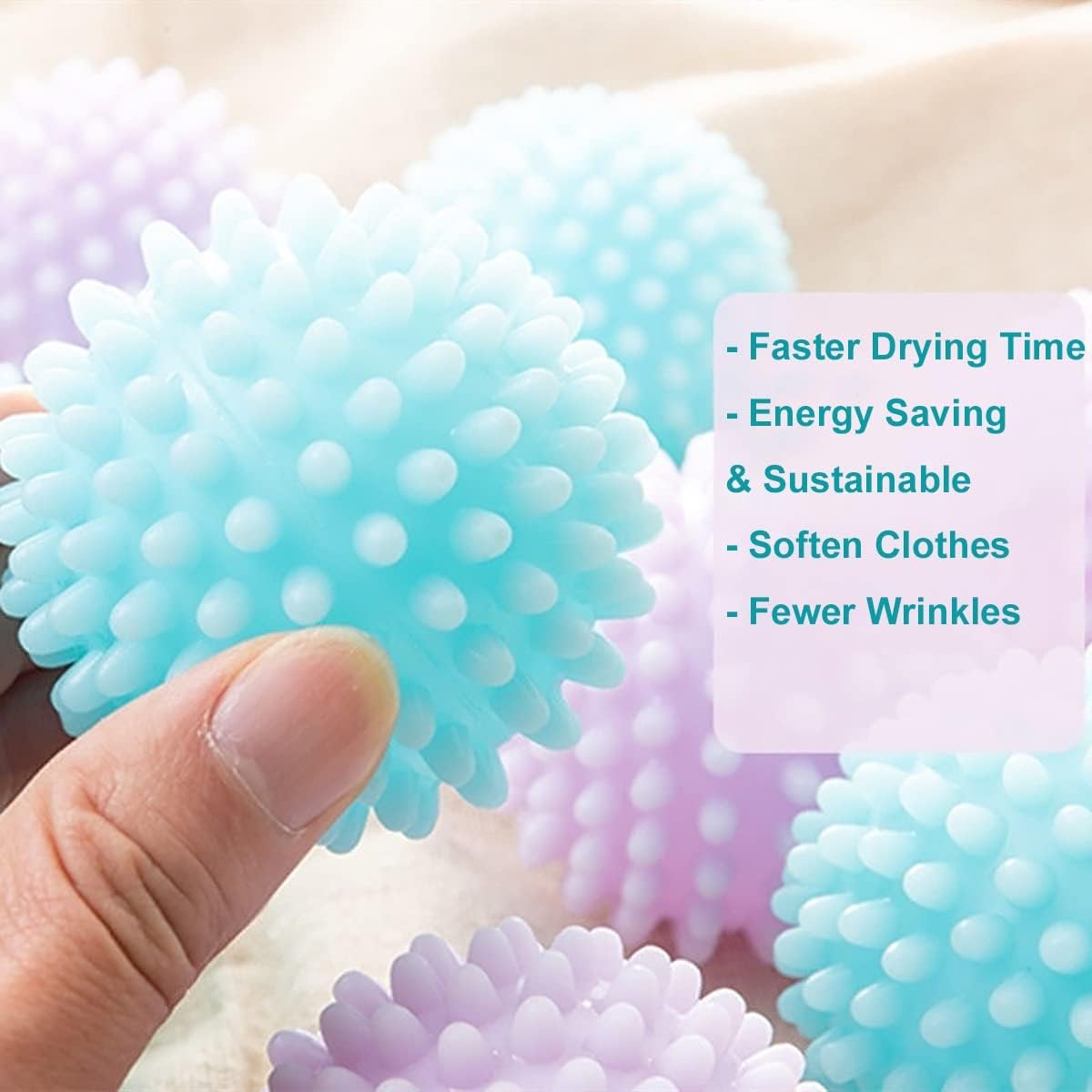 Reusable Laundry Dryer Balls - Eco Friendly Fabric Softener Alternatives Soften and Fluff Laundry Wrinkle Release(Set of 4 Random Color) - Image 3