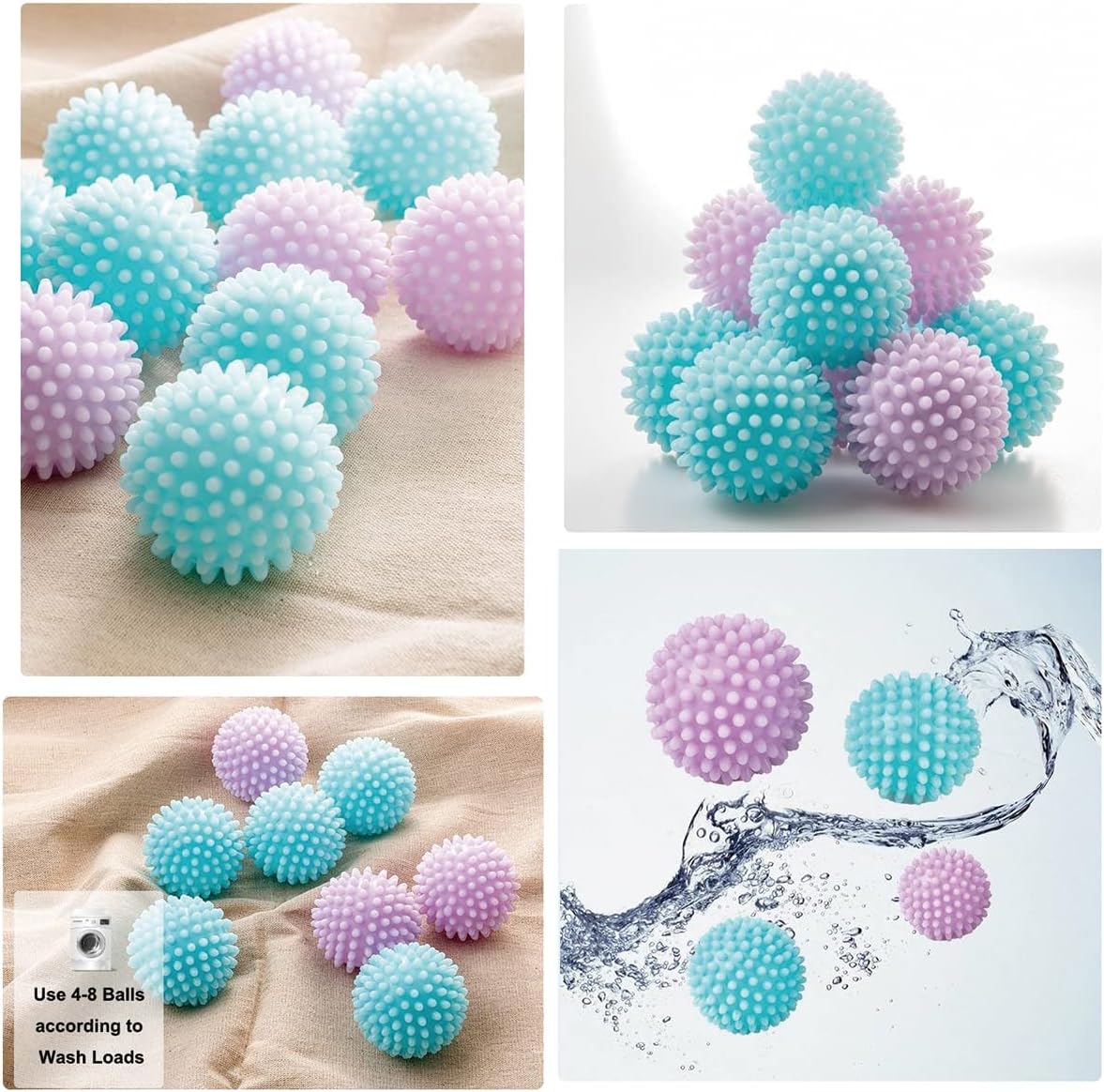Reusable Laundry Dryer Balls - Eco Friendly Fabric Softener Alternatives Soften and Fluff Laundry Wrinkle Release(Set of 4 Random Color) - Image 6