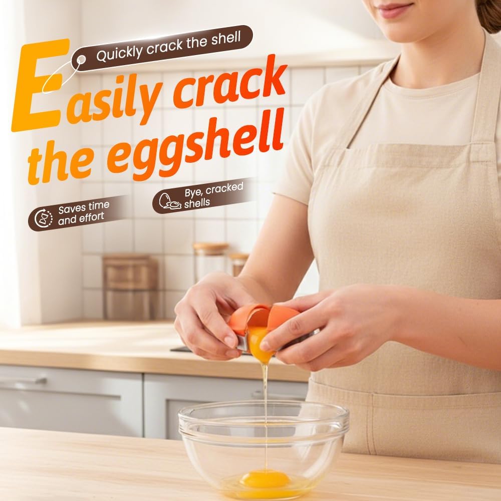 2026 New Egg Shell Opener, Stainless Steel Egg Cracker Tool, Multifunctional Eggs Separator for Raw and Hard Boiled Eggs Peeler Shell Remover, Kitchen Gadget (Orange 1pcs) - Image 2