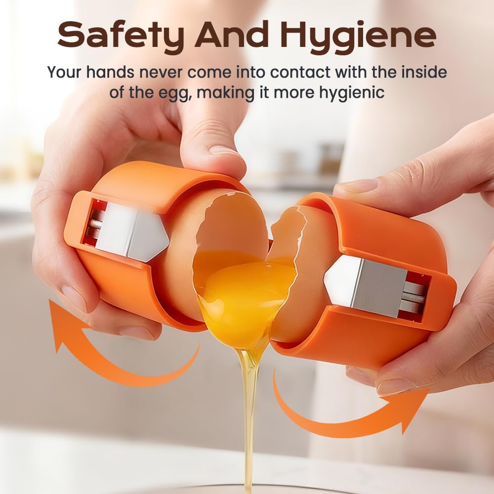 2026 New Egg Shell Opener, Stainless Steel Egg Cracker Tool, Multifunctional Eggs Separator for Raw and Hard Boiled Eggs Peeler Shell Remover, Kitchen Gadget (Orange 1pcs) - Image 5