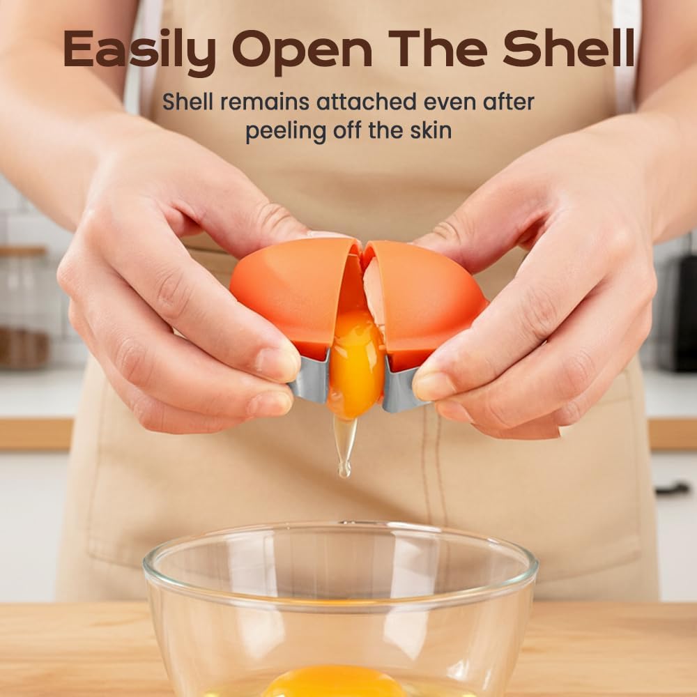 2026 New Egg Shell Opener, Stainless Steel Egg Cracker Tool, Multifunctional Eggs Separator for Raw and Hard Boiled Eggs Peeler Shell Remover, Kitchen Gadget (Orange 1pcs) - Image 6
