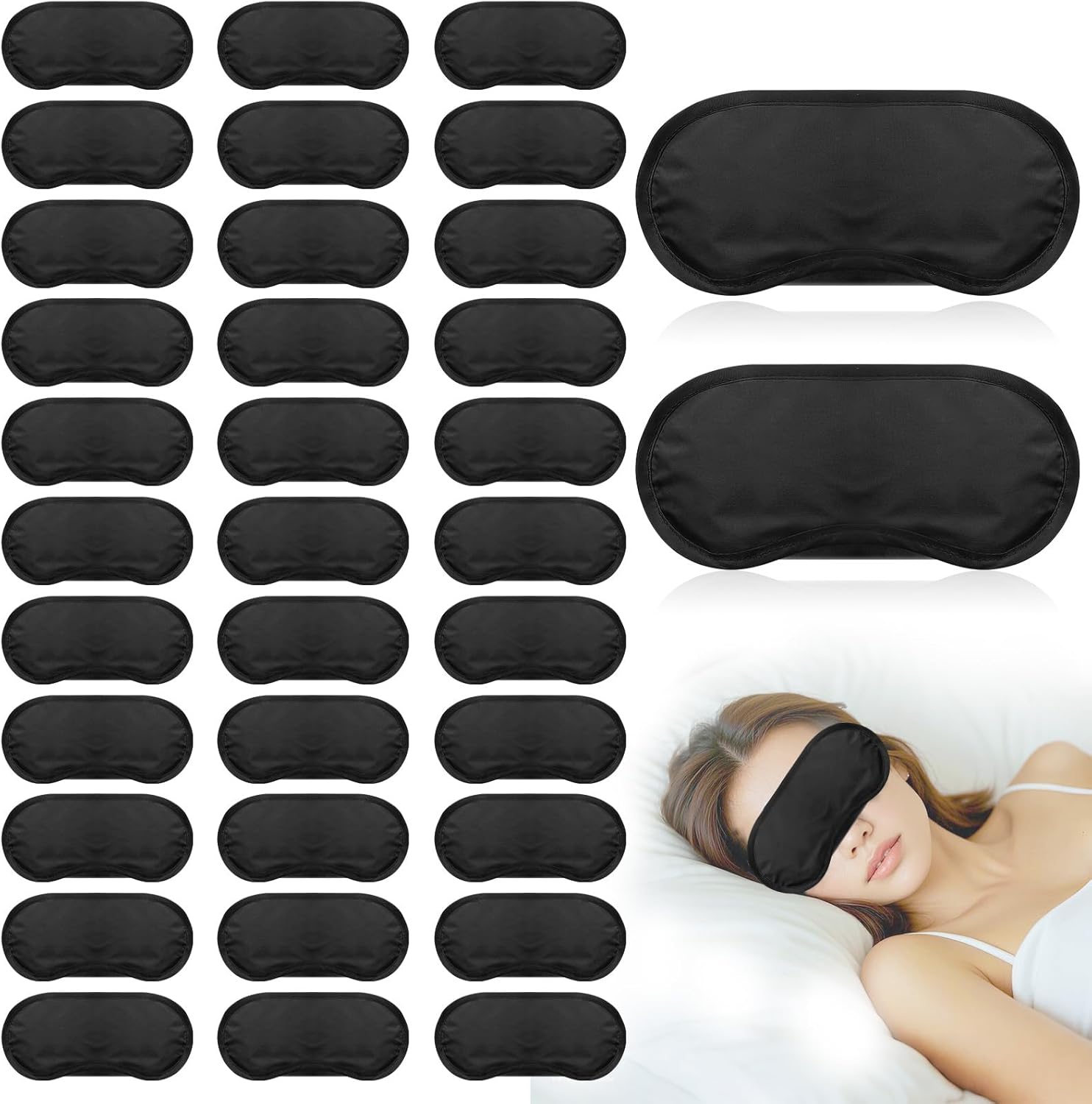 40 Pcs Eye Mask Sleep Masks Bulk Blindfolds for Team Building Party Games with Nose Pad and Adjustable Strap for Women Men 4 Layers Black Blindfold Sleeping Mask - Image 1