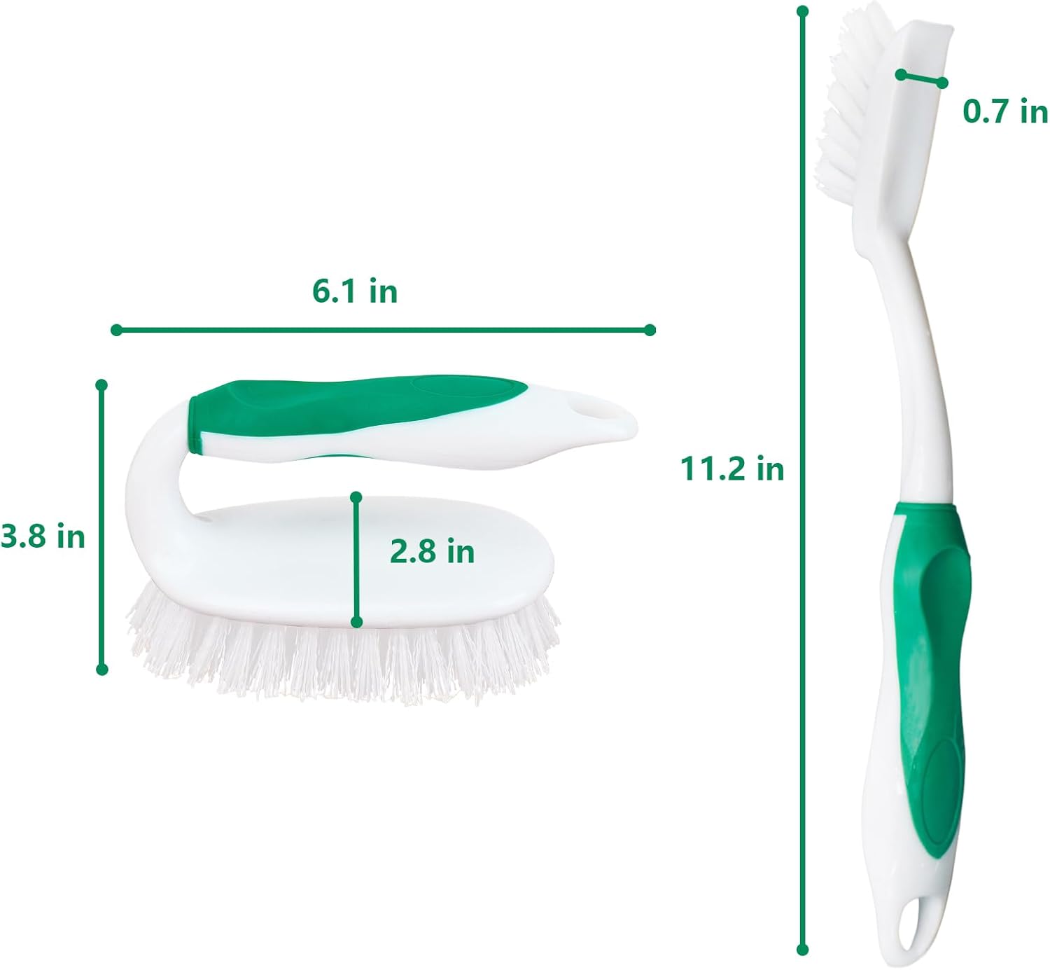 Scrub Brush Set, 4 Pack Deep Cleaning Brush Kit - 2 Scrub Brush, 2 Tile & Grout Brush with Built-in Scraper, Household Commercial Scrubber for Floor, Shower, Pool Wall, Tub (Green) - Image 6
