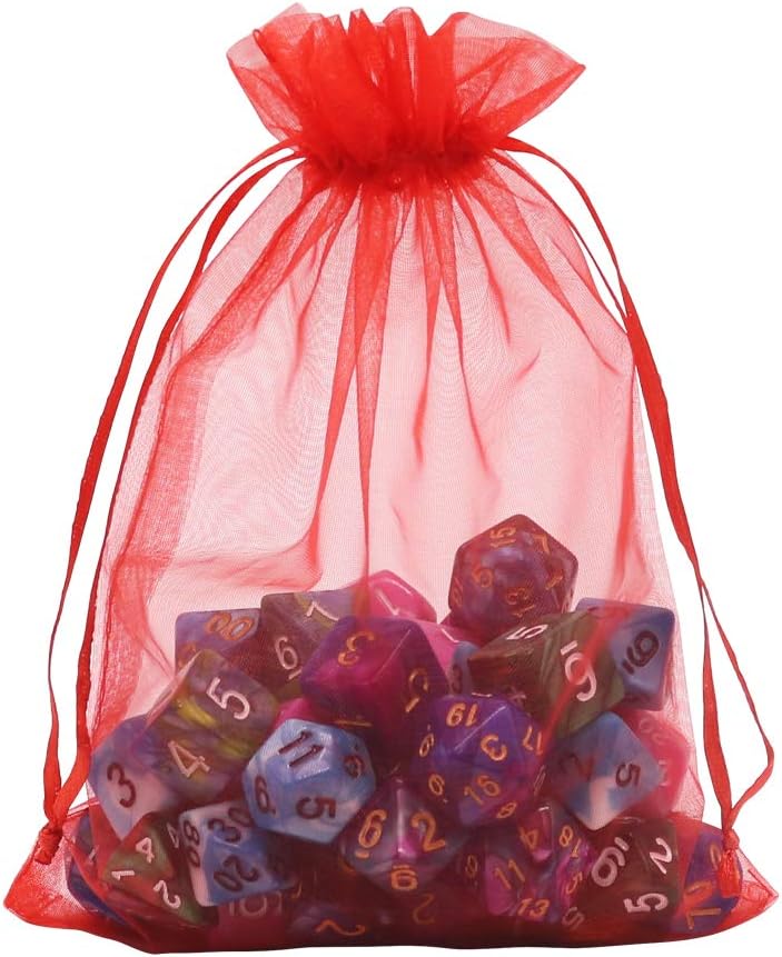Organza Bags Red 100pcs, 5 x 7 inches Christmas Gift Drawstring Bags Mesh Jewelry Pouches for Wedding Party Favors - Image 4