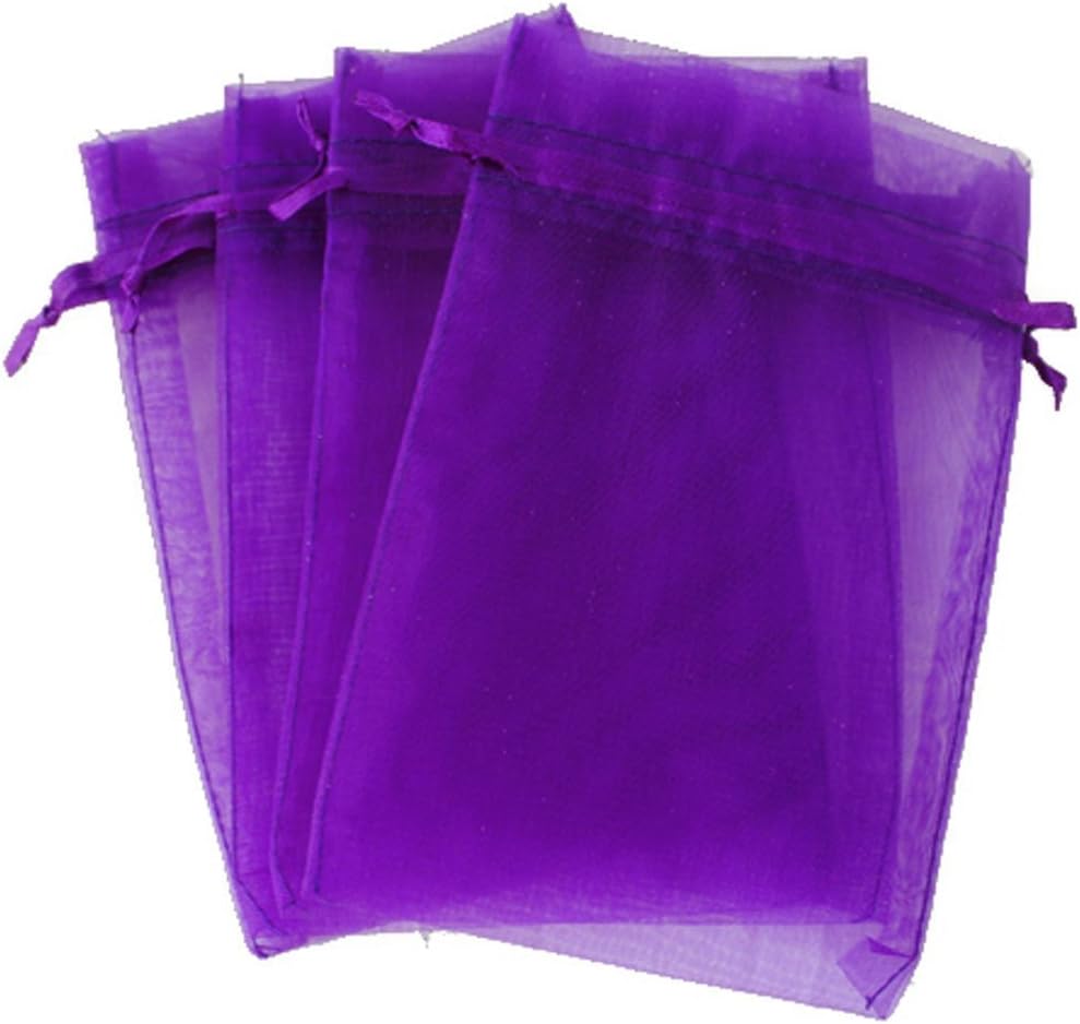 Purple Organza Bags 4x6 in, 100PCS Drawstring Organza Bags, Sheer Mesh Jewelry Pouches, Lavender Wedding Party Festival Gift Bag Candy Pouches for Mother's Day, Party Favors - Image 1