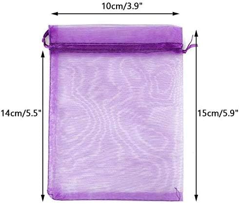 Purple Organza Bags 4x6 in, 100PCS Drawstring Organza Bags, Sheer Mesh Jewelry Pouches, Lavender Wedding Party Festival Gift Bag Candy Pouches for Mother's Day, Party Favors - Image 2