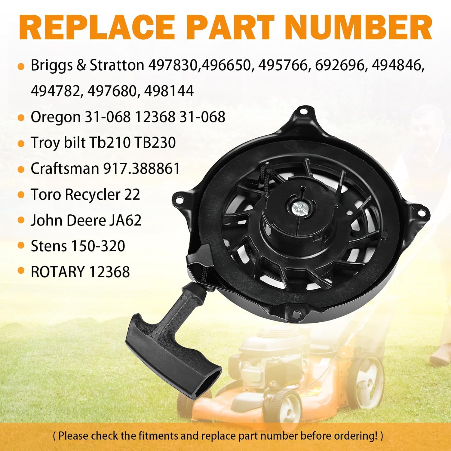 497680 Briggs and Stratton Rewind Starter Pull Start Assembly Compatible with Briggs & Stratton 6.75 Craftsman Toro Troy-Bilt Tb210 TB230 Lawn Mower Recoil Starter Replace Oregon 31-068, Rotary 12368 - Image 5