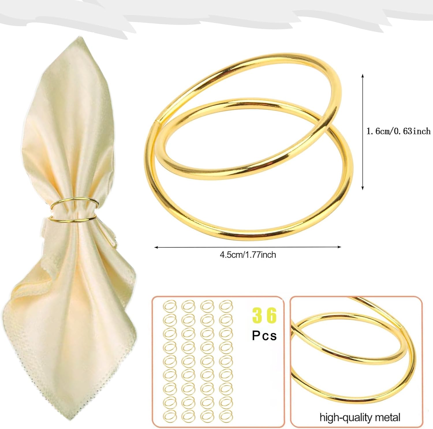 Gold Napkin Rings - 36 PCS Metal Spiral Napkin Rings(Spiral) Napkin Holders Buckles for Family Dinner, Wedding, Party,Table Decorations - Image 2