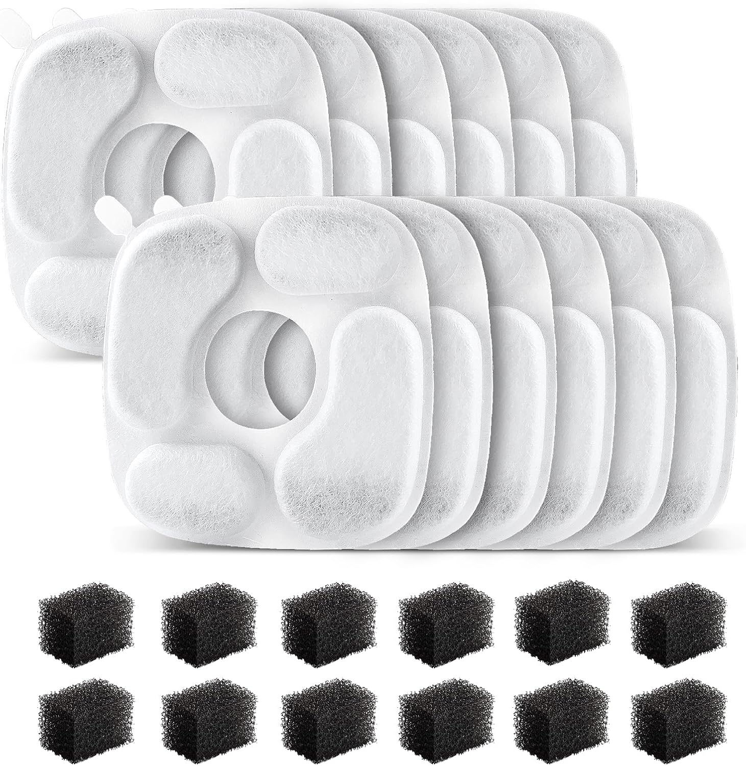 24 Pcs Cat Water Fountain Filter,12 Pack Filters & 12 Pack Pre-Filter Sponges, Compatible with 95oz/2.8L Pet Fountain - Image 1