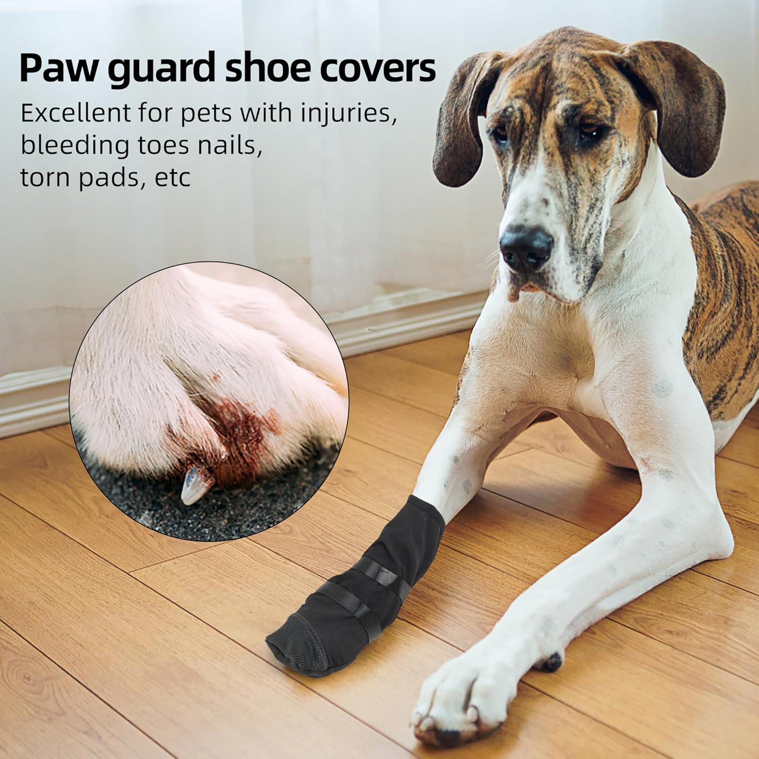 Dog Paw Wound Recovery Boot, Breathable Dog Bootie for Injured Paw, Anti-Slip Dog Shoe with Self-Adhesive Strap, Dog Paw Protector for Outdoor Walking & Keep Dogs from Licking Wounds (M) - Image 5
