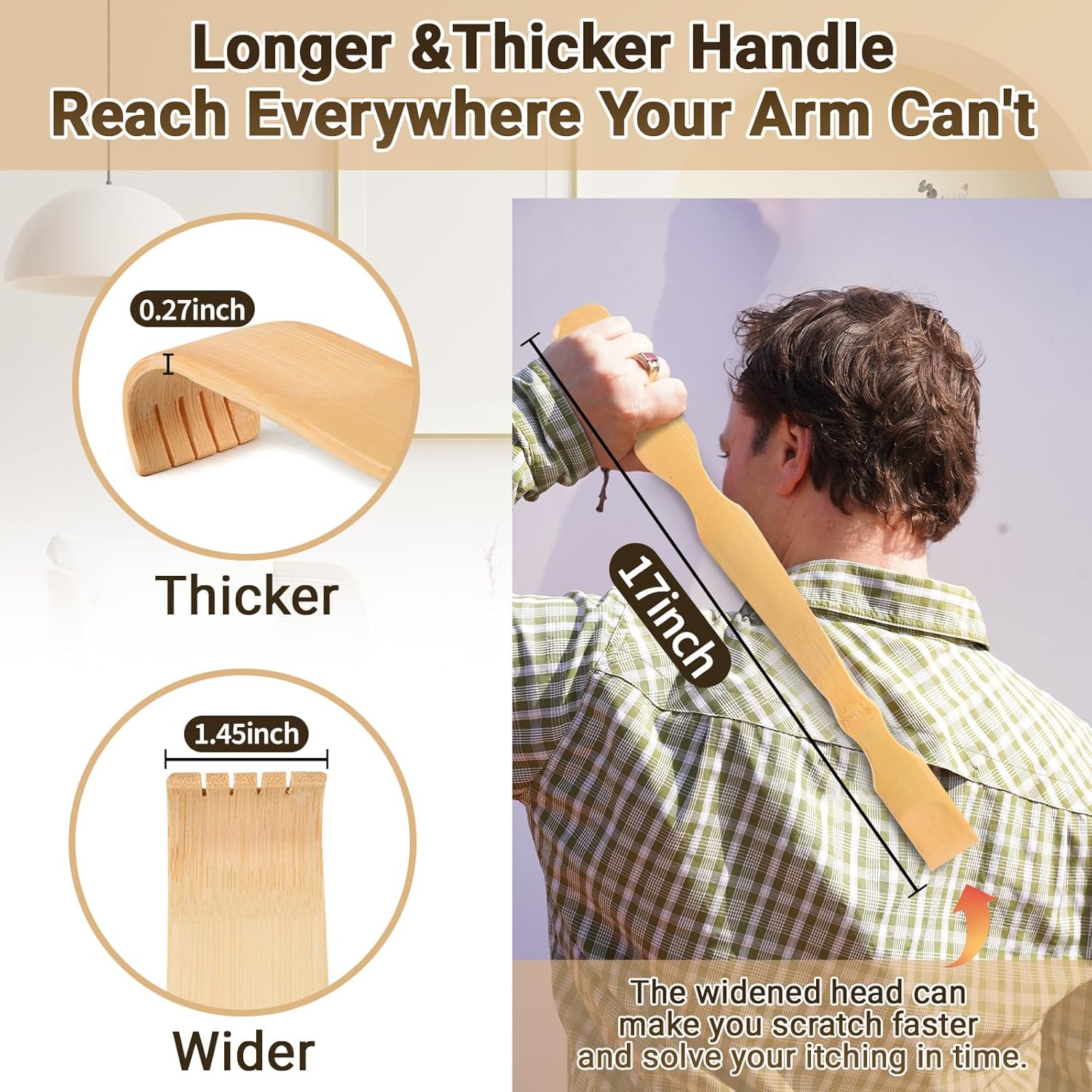 Wooden Bamboo Back Scratcher, 17