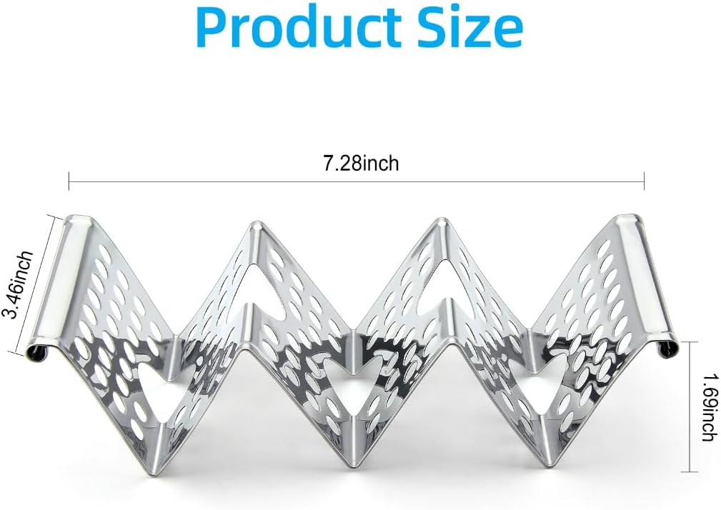Taco Holders Set of 4, Taco Stand, Stainless Steel Taco Holder, Each Can Hold 3 Tortillas, with Easy-Access Handle, Fits Microwave, Air Fryer and Oven - Image 2