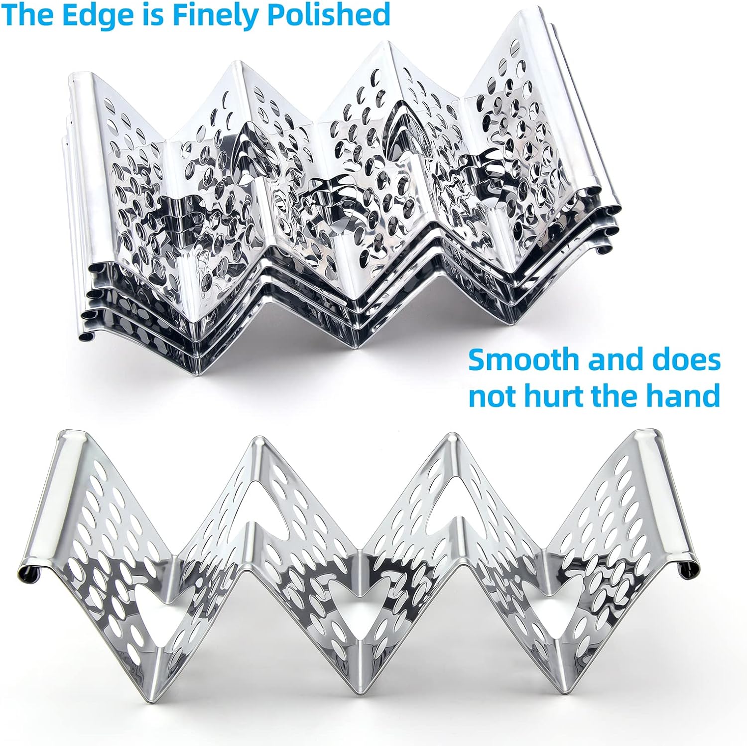 Taco Holders Set of 4, Taco Stand, Stainless Steel Taco Holder, Each Can Hold 3 Tortillas, with Easy-Access Handle, Fits Microwave, Air Fryer and Oven - Image 6