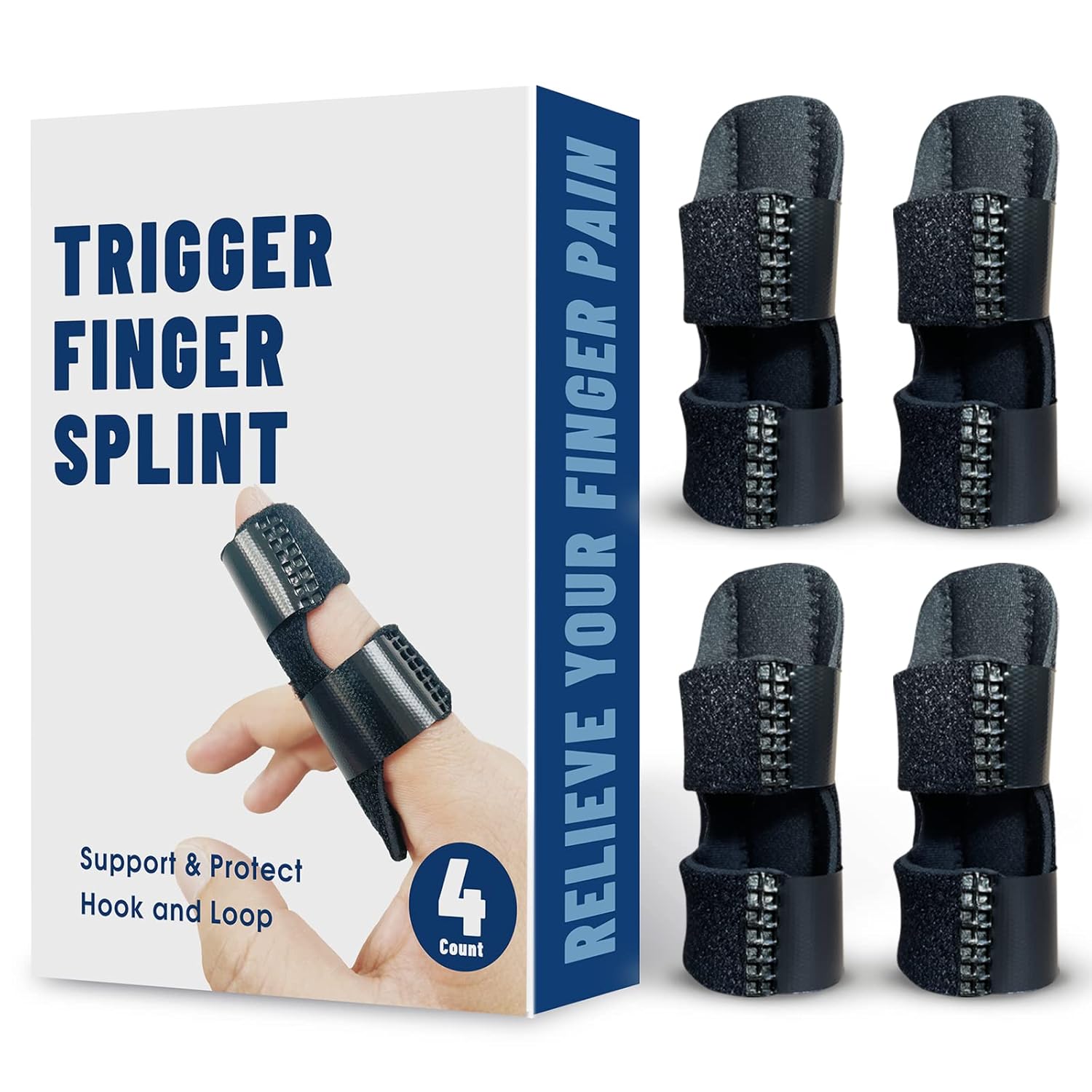 4 Pcs Trigger Finger Splints/Brace for Knuckle Immobilization,Broken Protector and Straightening Arthritis Relief,Pain Relief,Fits Index,Middle, Ring Fingers - Image 7