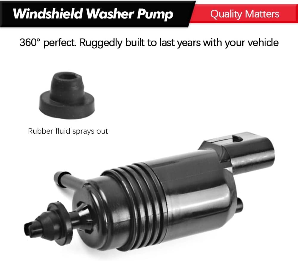 Front Windshield Washer Pump w/Grommet Replacement for Chevy Silverado 1500, 2500,3500, GMC Acadia, Sierra 1500, 2500, 3500, Cadillac CT6, XT4, XT5, Buick LaCrosse Replaces OEM 22999423, 84518407 - Image 2
