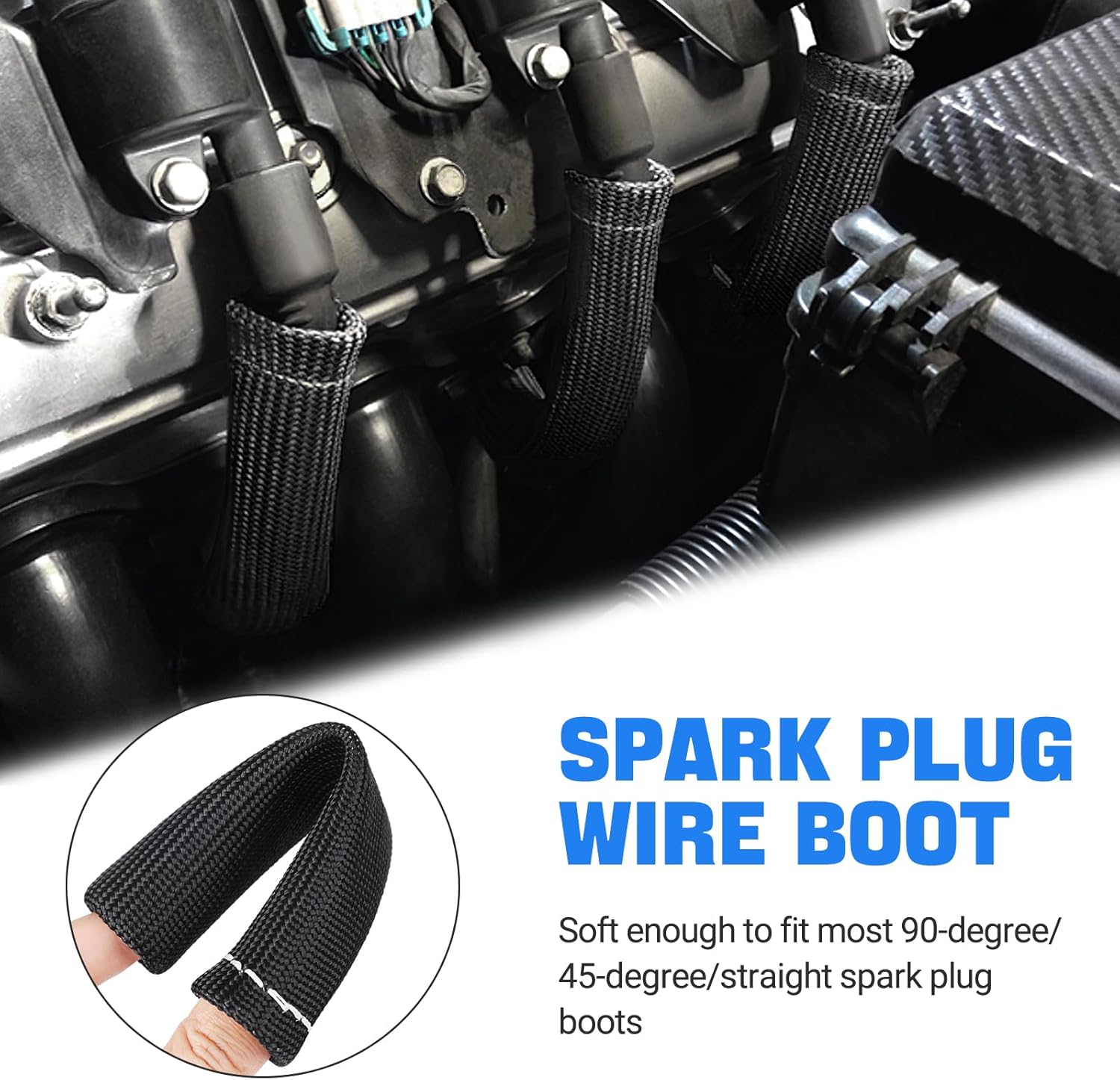 Spark Plug Wire Heat Shield Sleeve 2500° Spark Plug Boot Protector Boots Wrap for SBC BBC 350 454 8PCS Plug Wire Covers - Image 2
