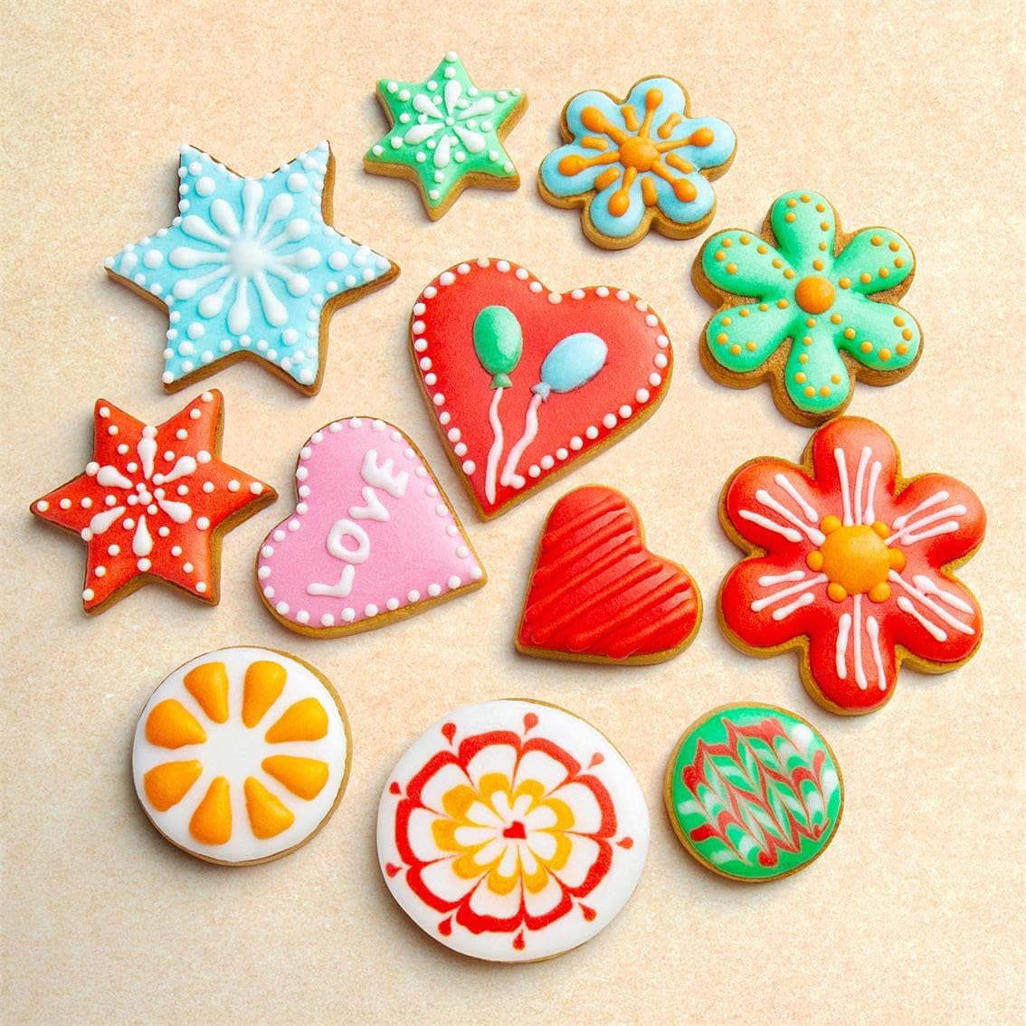 Metal Cookie Cutters Set 12 Pieces, Stainless Steel 3 Heart Cookie Cutters, 3 Star Cookie Cutters, 3 Flower Cookie Cutters, 3 Round Cookie Cutters for Valentine's Day Christmas Holiday - Image 3