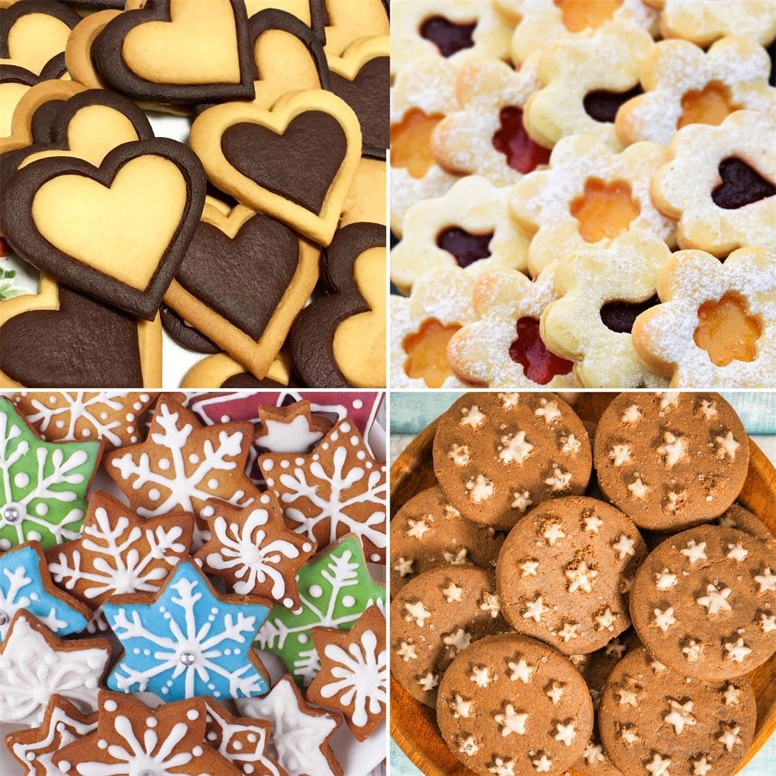 Metal Cookie Cutters Set 12 Pieces, Stainless Steel 3 Heart Cookie Cutters, 3 Star Cookie Cutters, 3 Flower Cookie Cutters, 3 Round Cookie Cutters for Valentine's Day Christmas Holiday - Image 6
