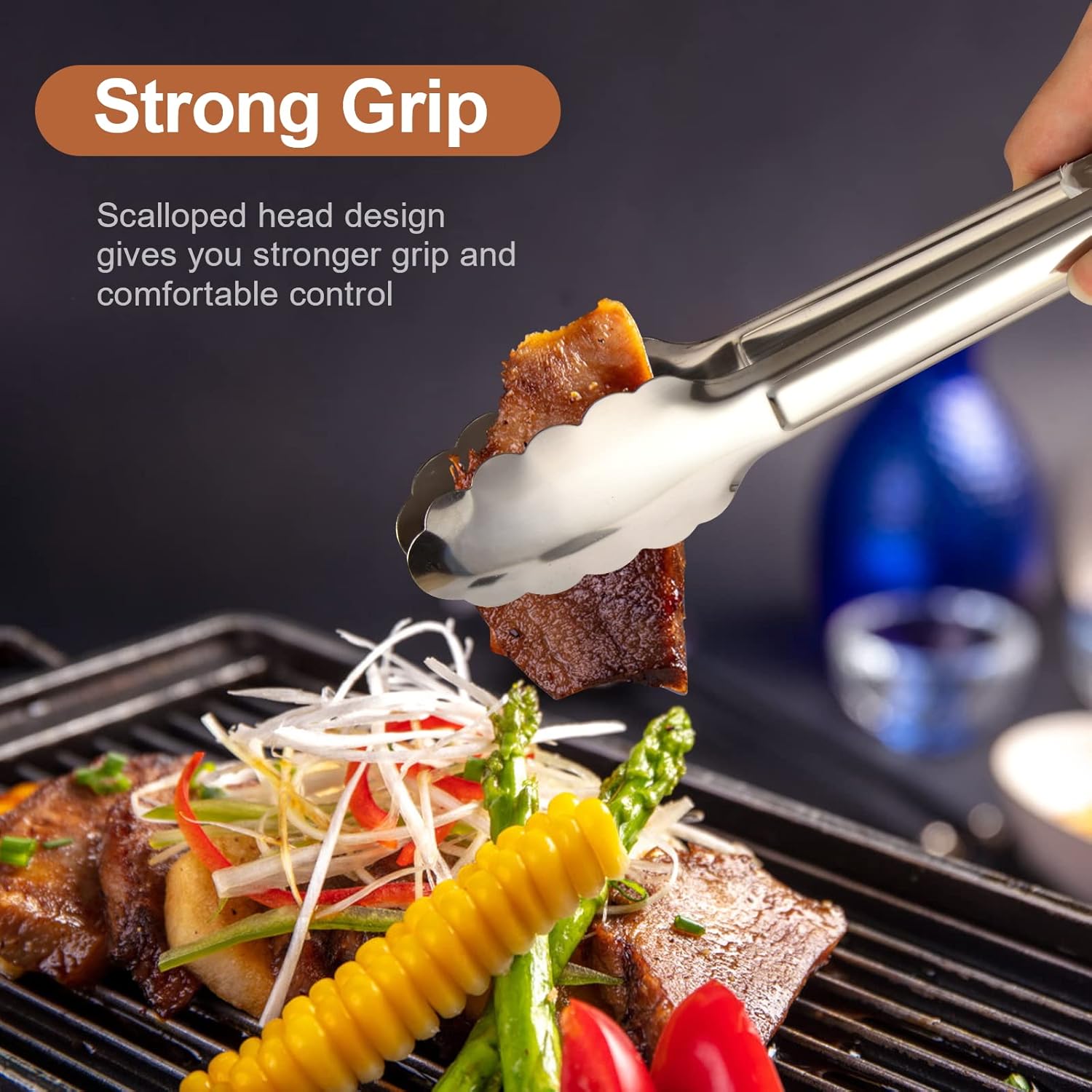 6 Pack Serving Tongs Kitchen Tongs, Buffet Tongs, Stainless Steel Food Tong Serving Tong, small tongs - Image 3
