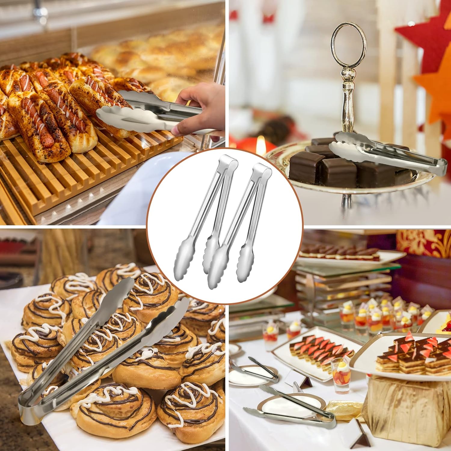 6 Pack Serving Tongs Kitchen Tongs, Buffet Tongs, Stainless Steel Food Tong Serving Tong, small tongs - Image 7